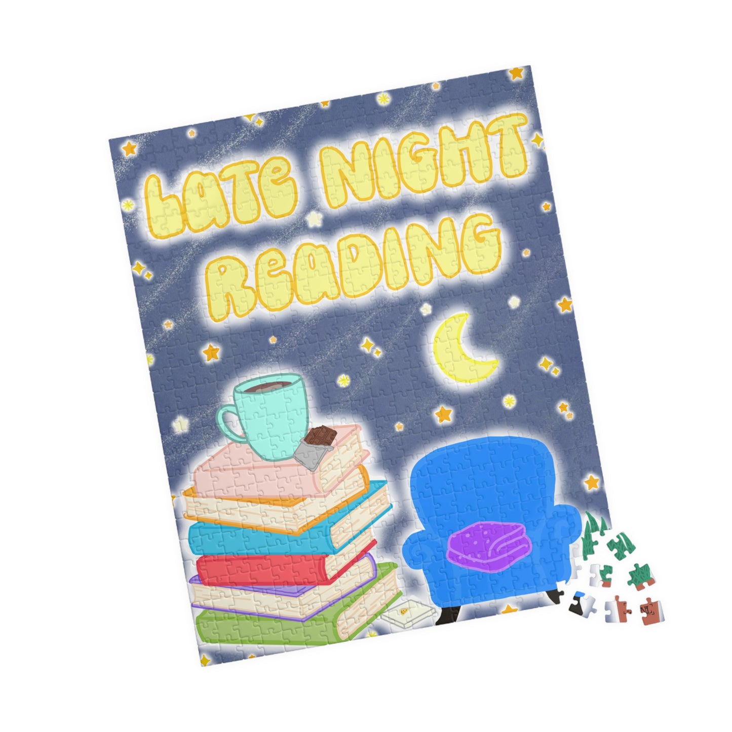 Late Night Reading Puzzle — Cozy Booklover Jigsaw (110–520 pcs)