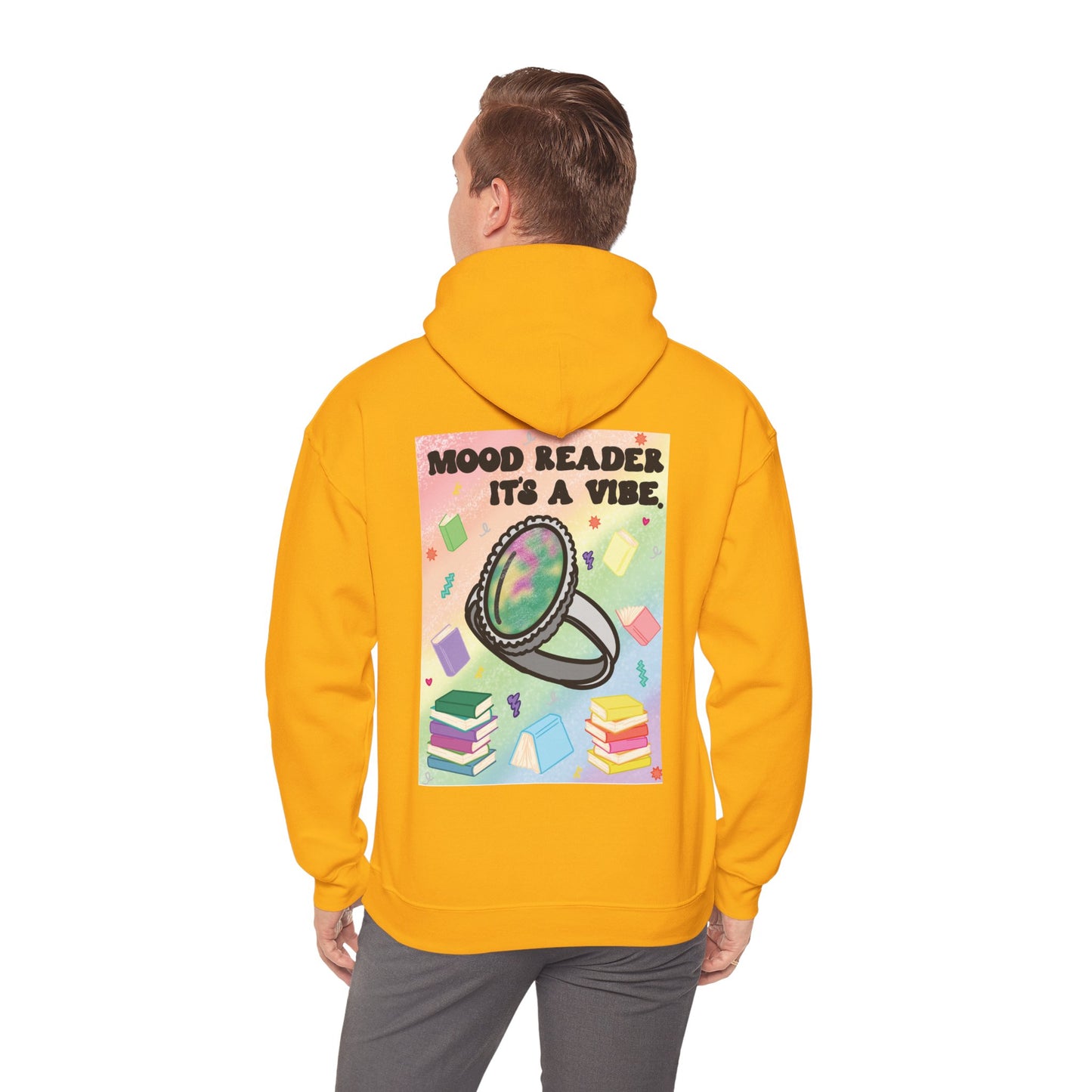 Mood Reader It's a Vibe Book Lover Pullover Graphic Hoodie (Black Text)