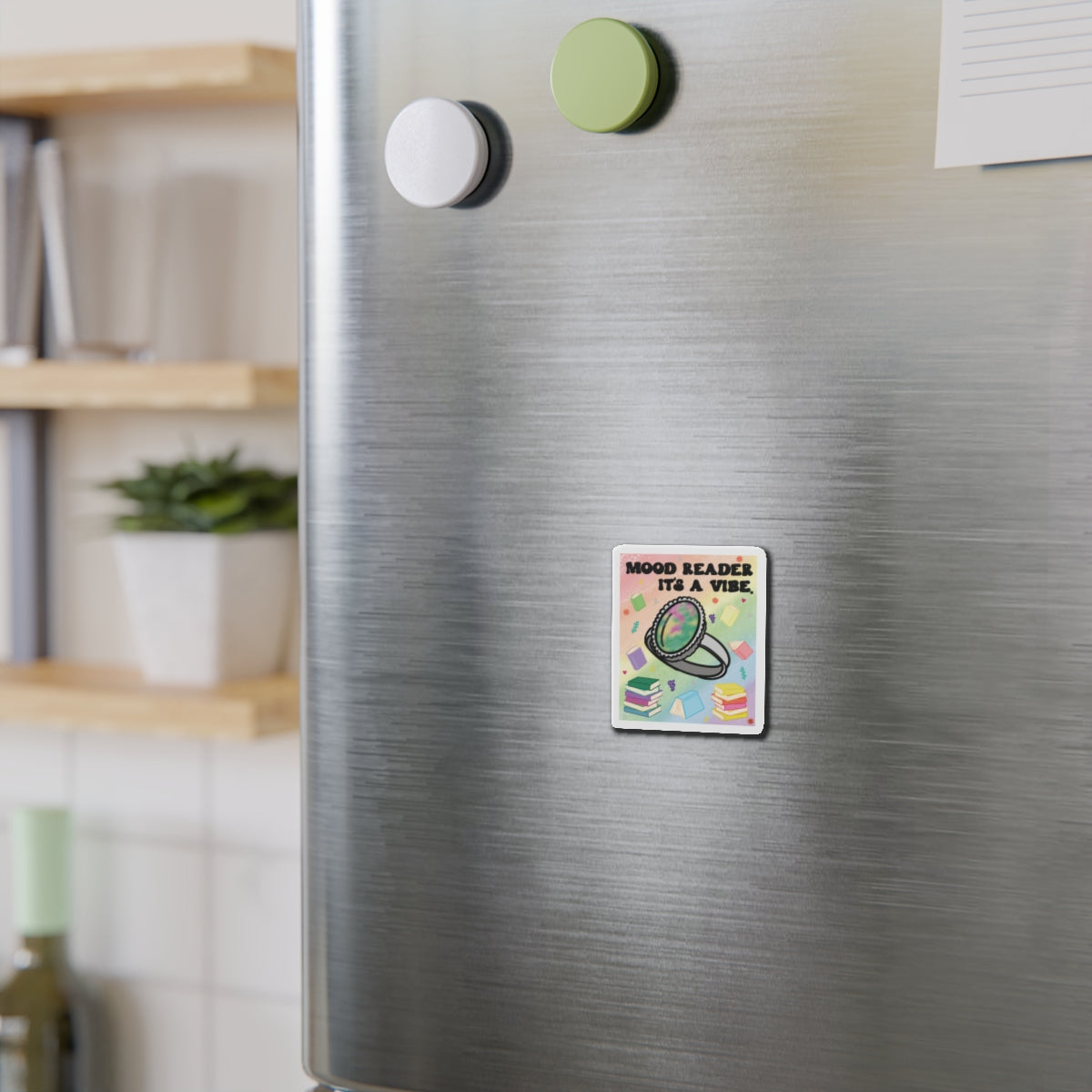 Mood Reader. It's a Vibe Die-Cut Magnet — Cozy Book Lover Refrigerator Decor (without Genres)