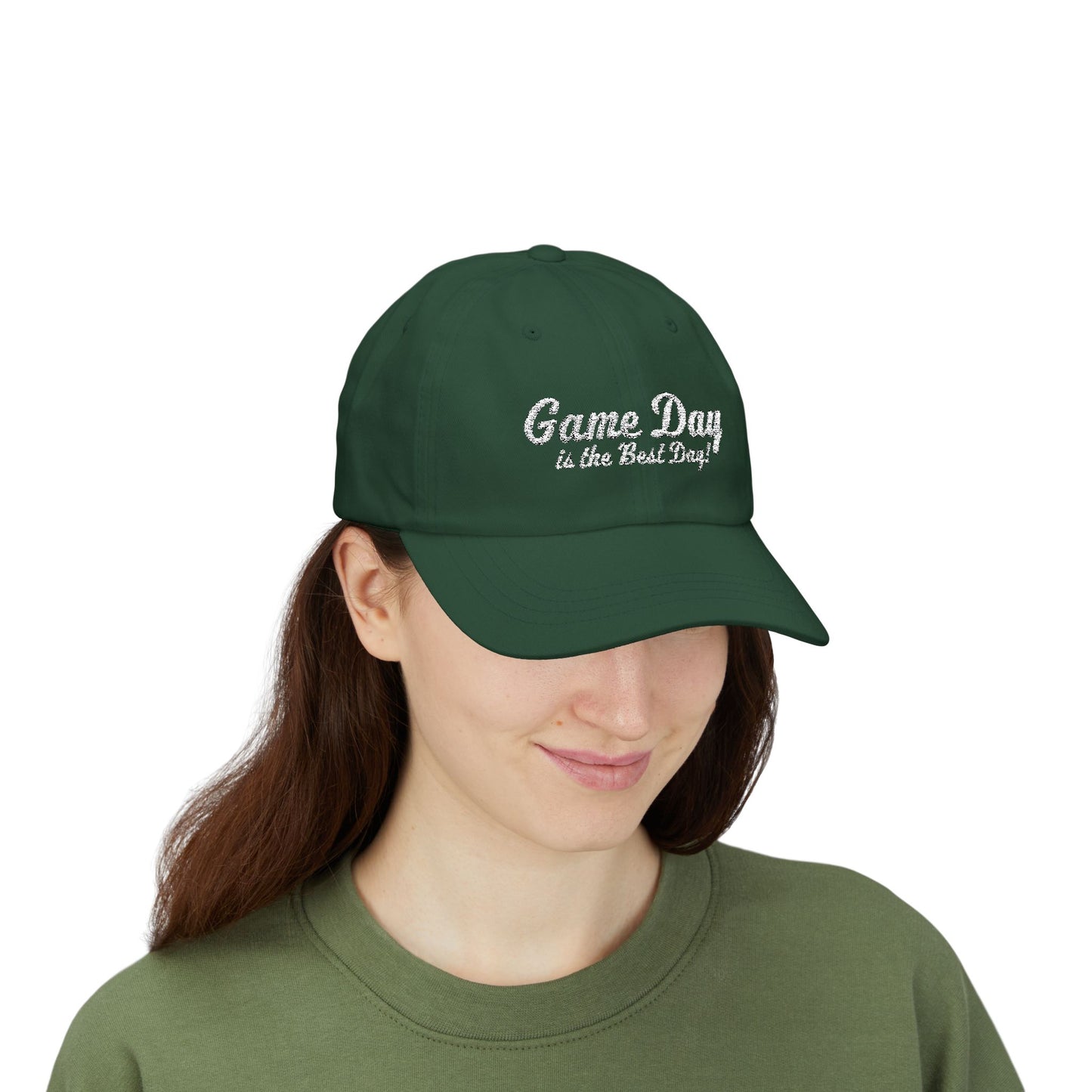 Baseball Hat "Game Day is the Best Day!" White Text Embroidered