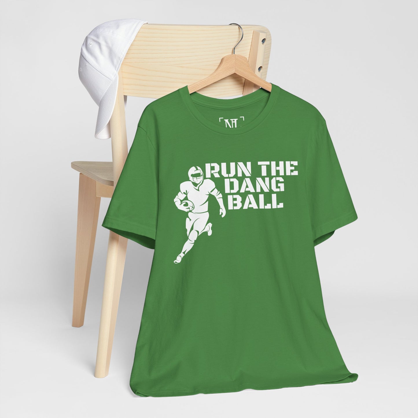 Run the Dang Ball T-Shirt — Football Player Graphic Tee (White Text)
