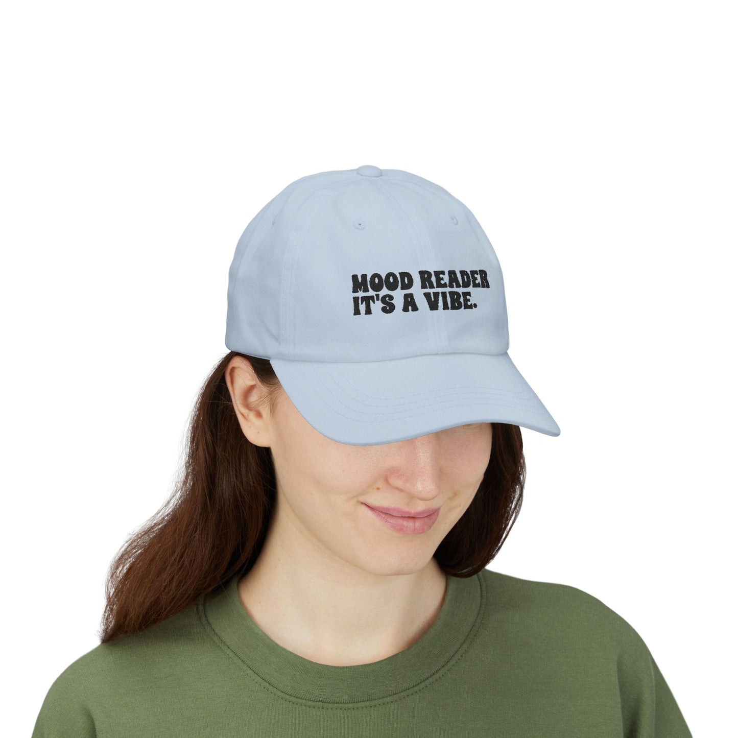 "Mood Reader It's a Vibe"- Embroidered Literary Dad Cap (Black Text)