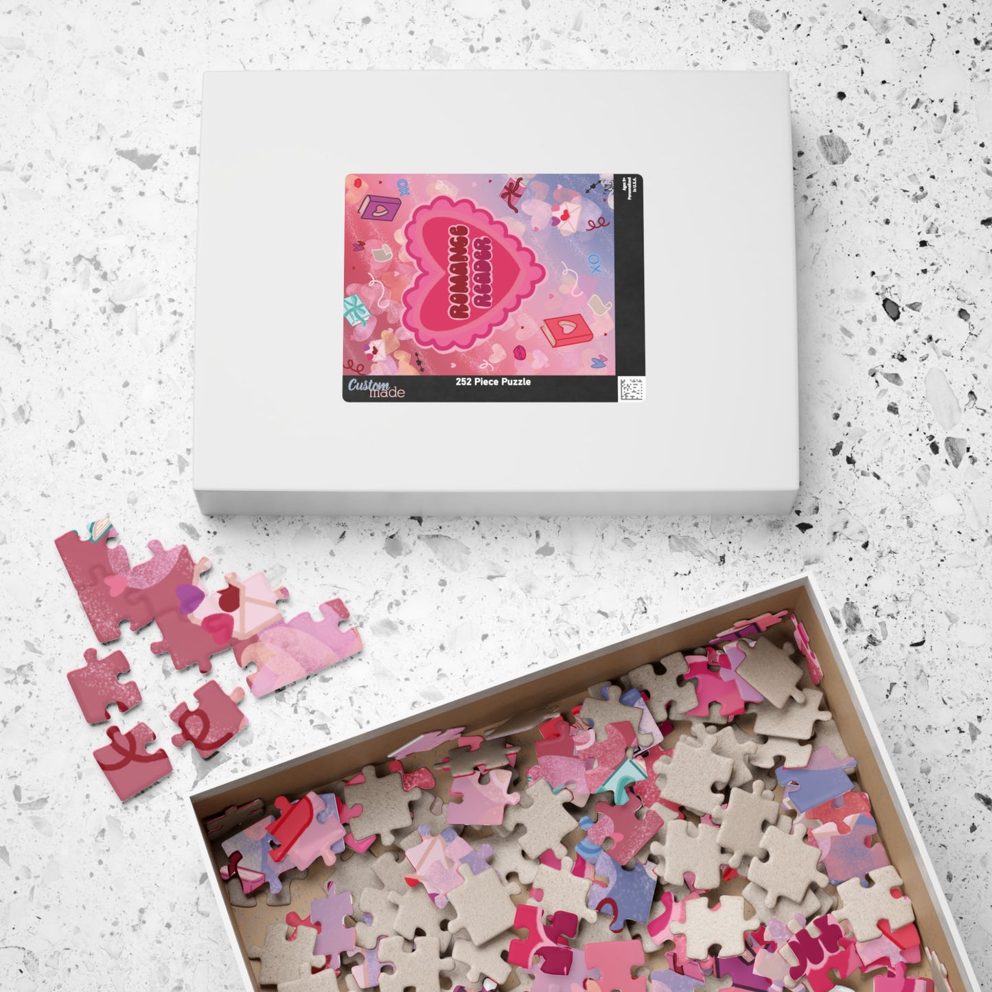 Romance Reader Heart Jigsaw Puzzle — Cute Valentine’s Day Romantic Book Lover Puzzle