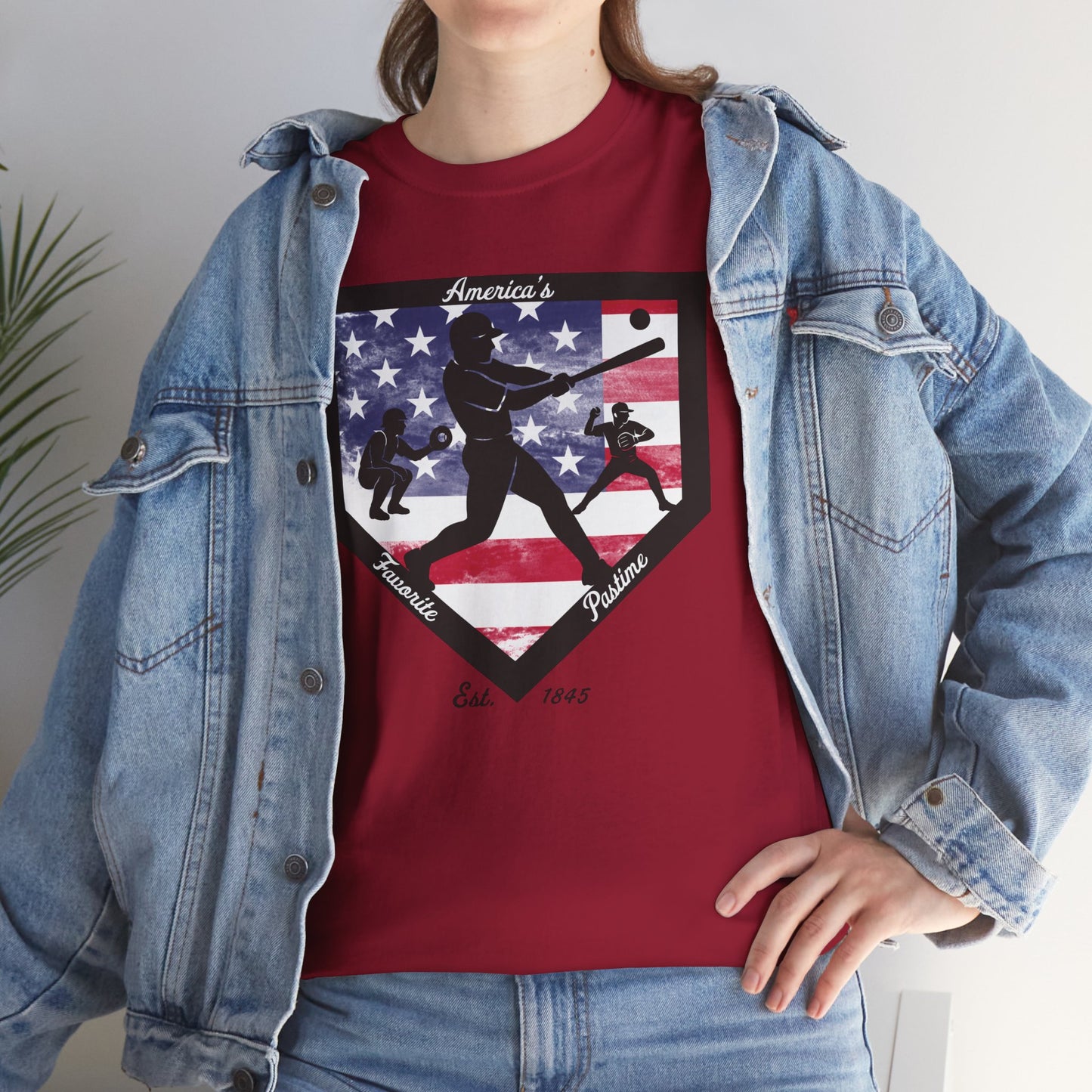 Baseball Home Plate American Flag T‑Shirt – America's Favorite Pastime Design
