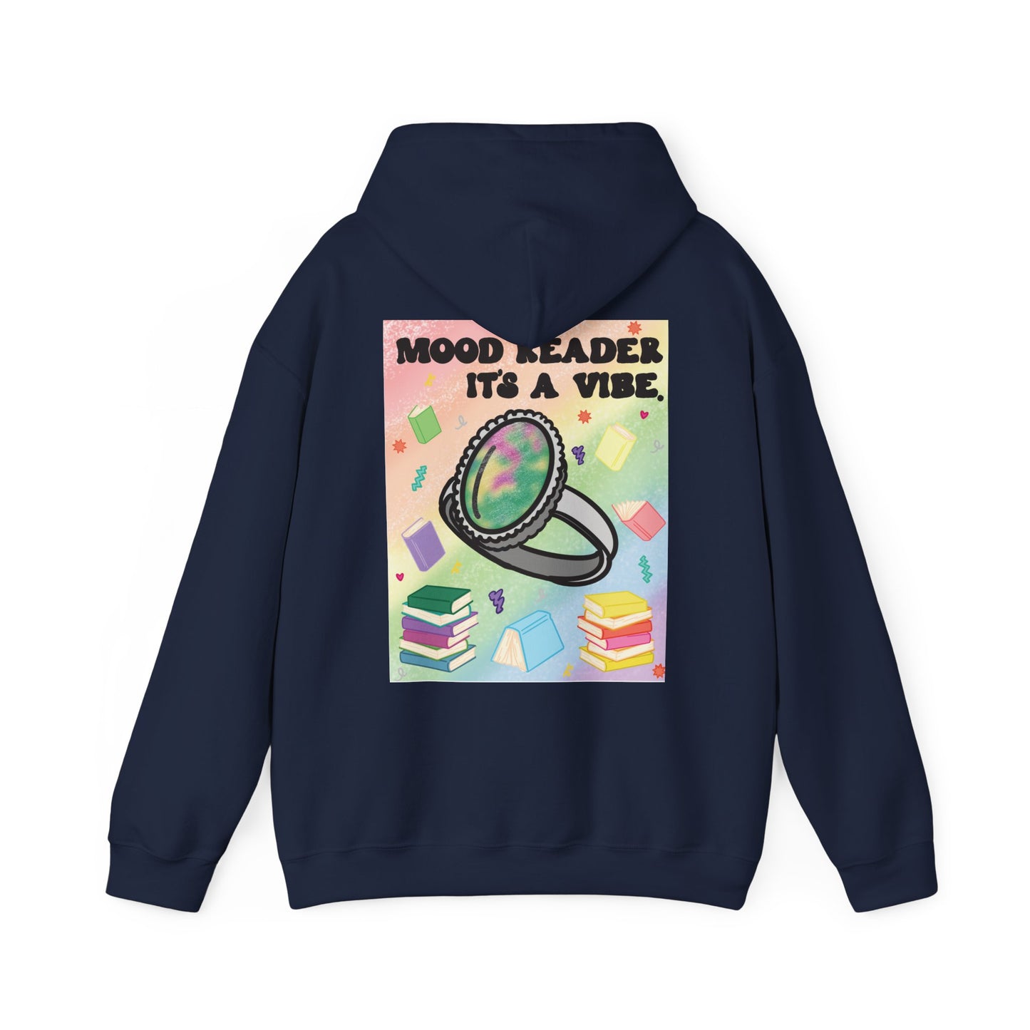 Mood Reader It's a Vibe Book Lover Pullover Graphic Hoodie (White Text)