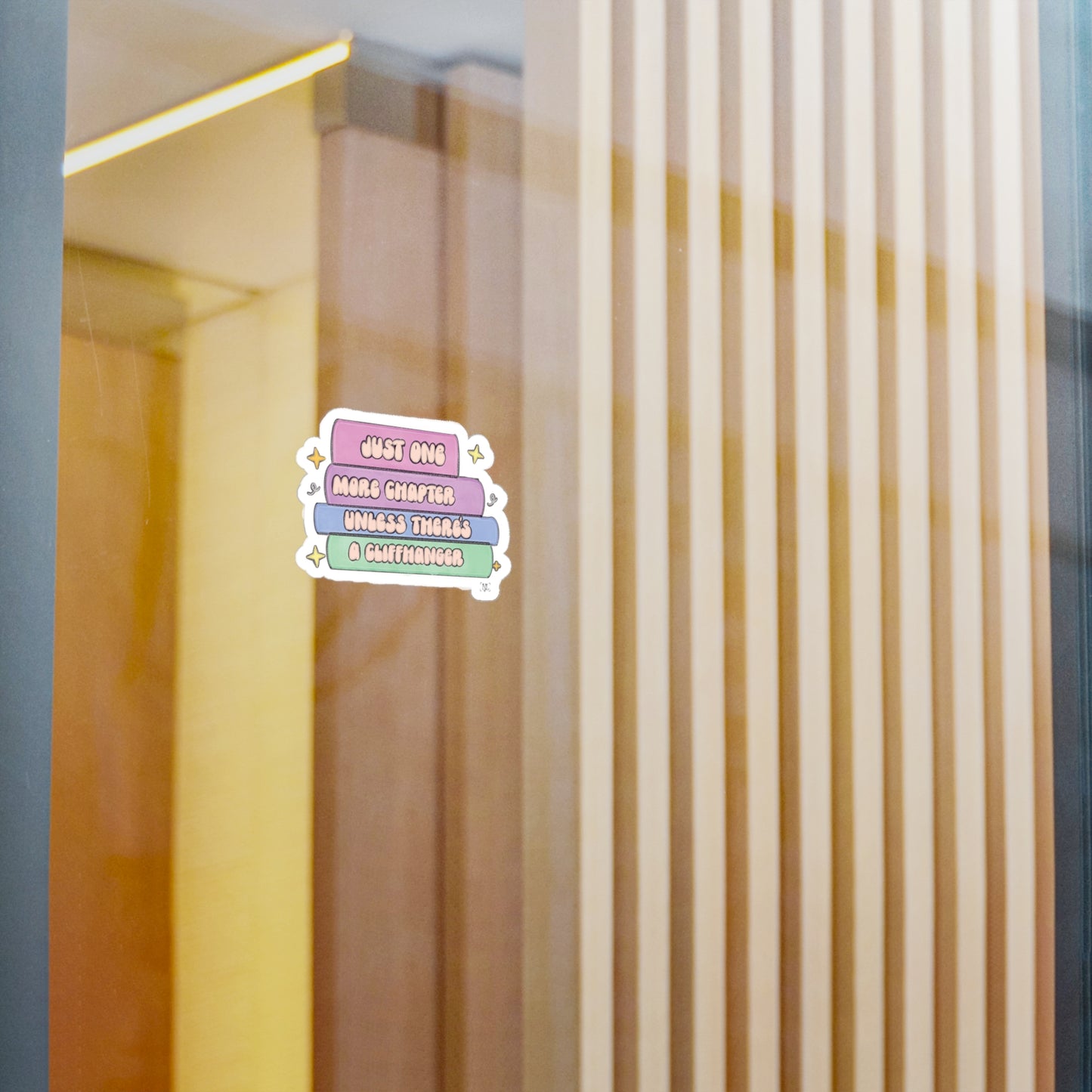 Book Lover Kiss Cute Vinyl Sticker — "Just One More Chapter"