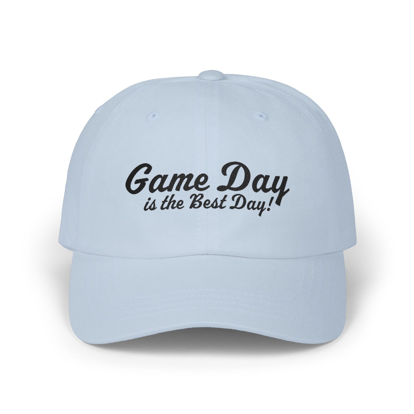 Baseball Hat "Game Day is the Best Day!" Black Text Embroidered