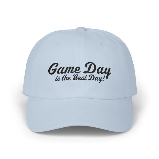 Baseball Hat "Game Day is the Best Day!" Black Text Embroidered