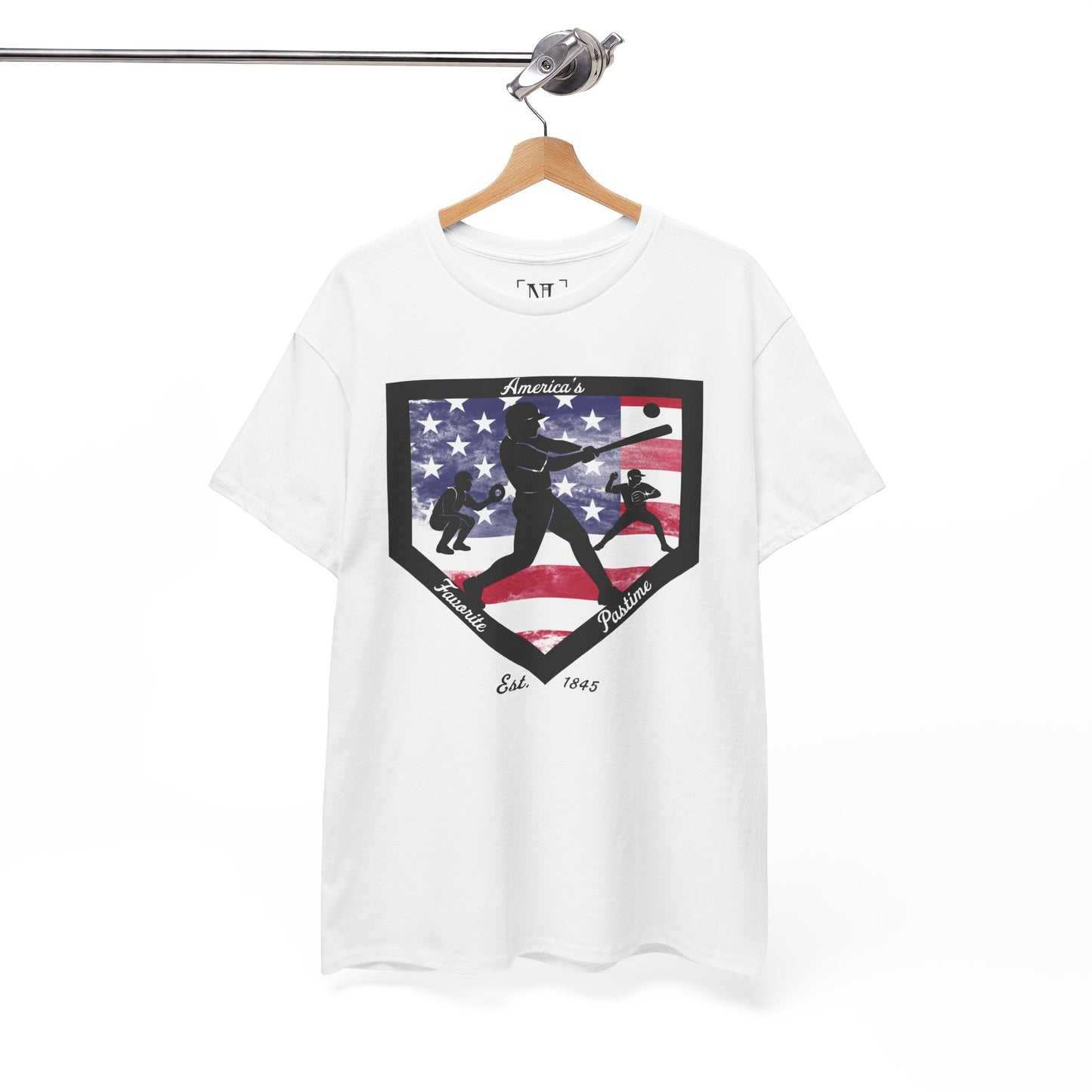 Baseball Home Plate American Flag T‑Shirt – America's Favorite Pastime Design
