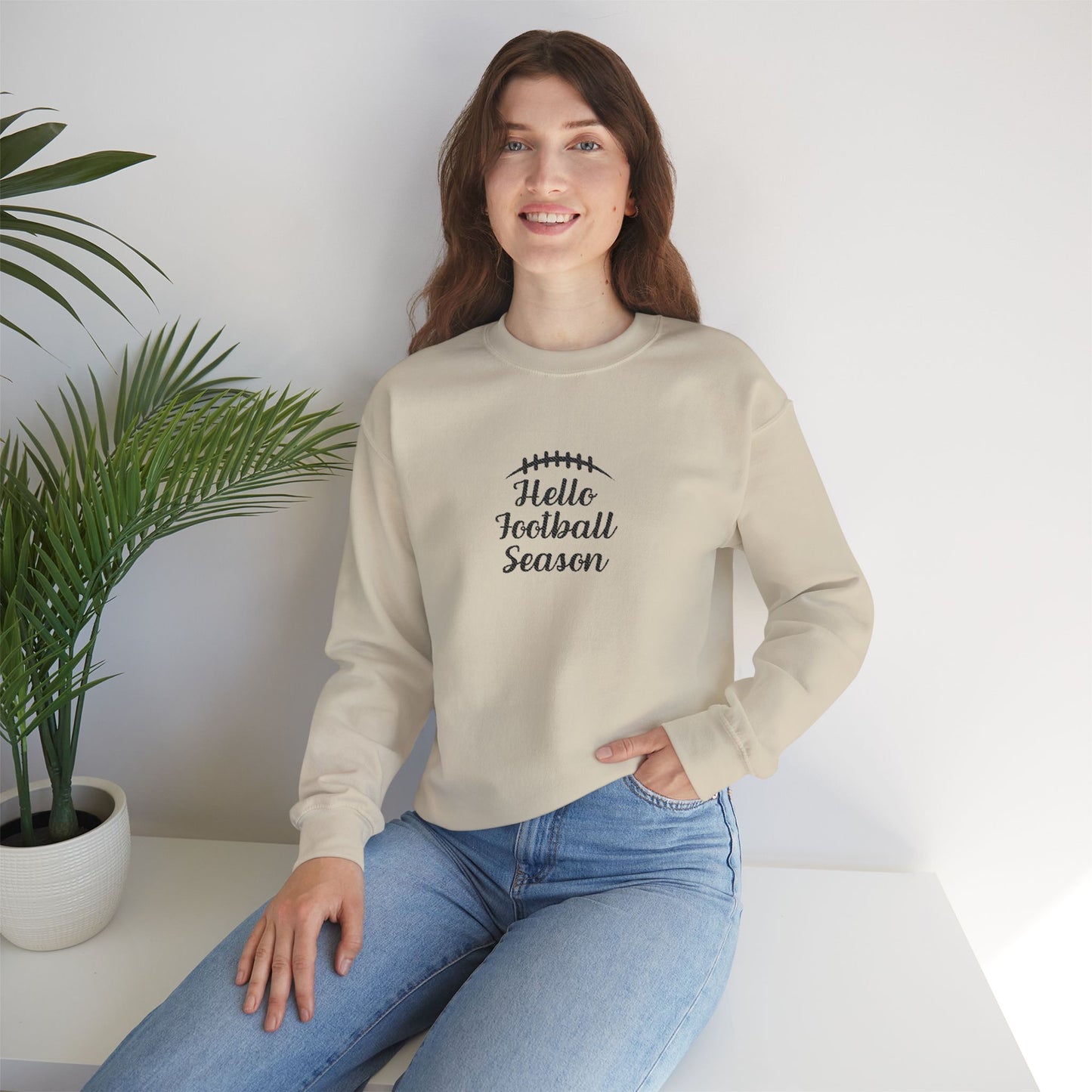 Hello Football Season Sweatshirt — Cozy Game Day Crewneck
