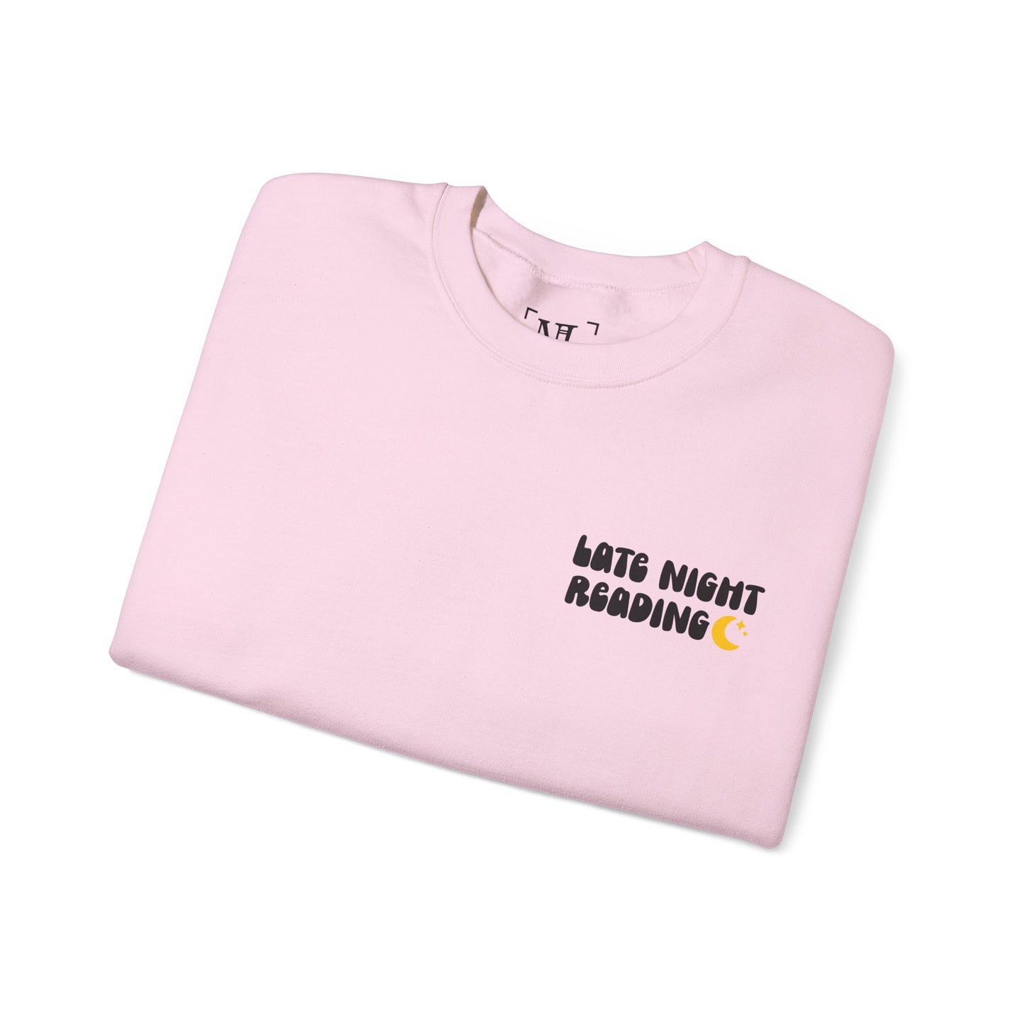 "Late Night Reading " — Cozy Book Lover Crewneck (Black Text)
