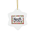 North Pole Library Ceramic Christmas Ornament