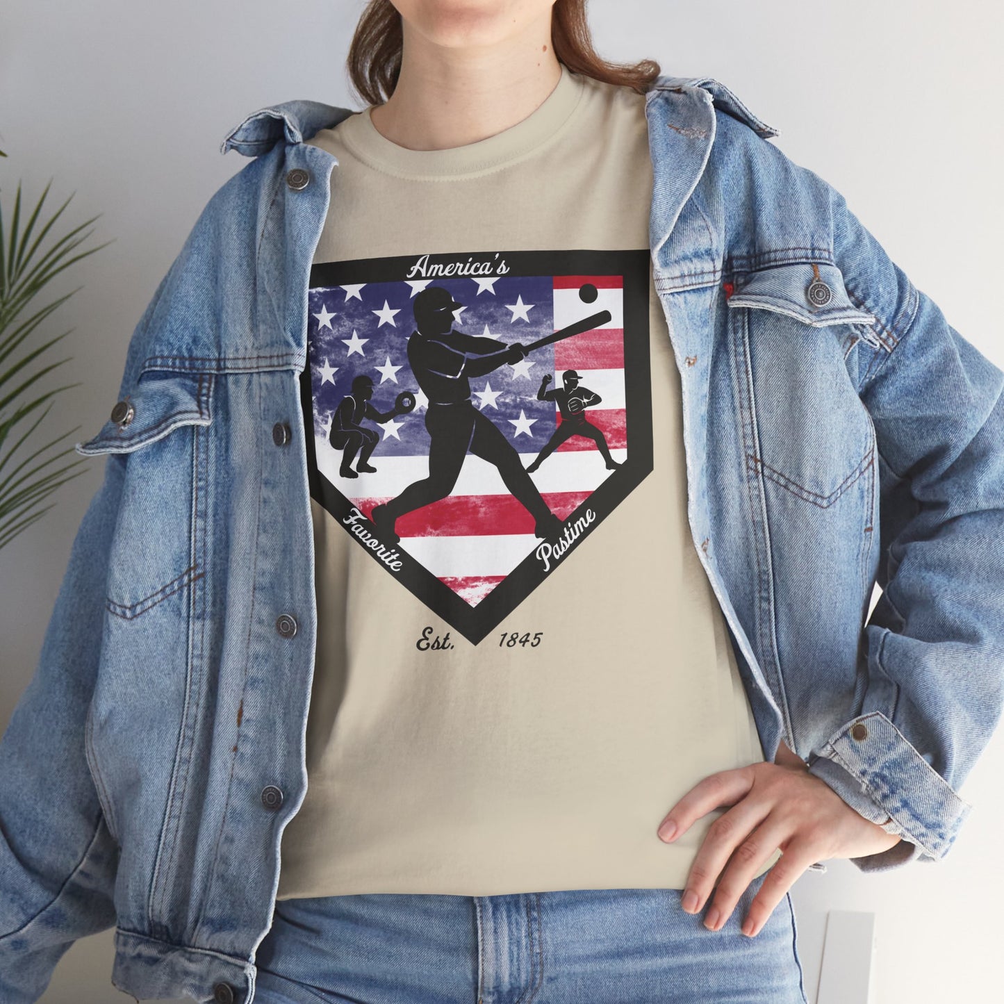 Baseball Home Plate American Flag T‑Shirt – America's Favorite Pastime Design