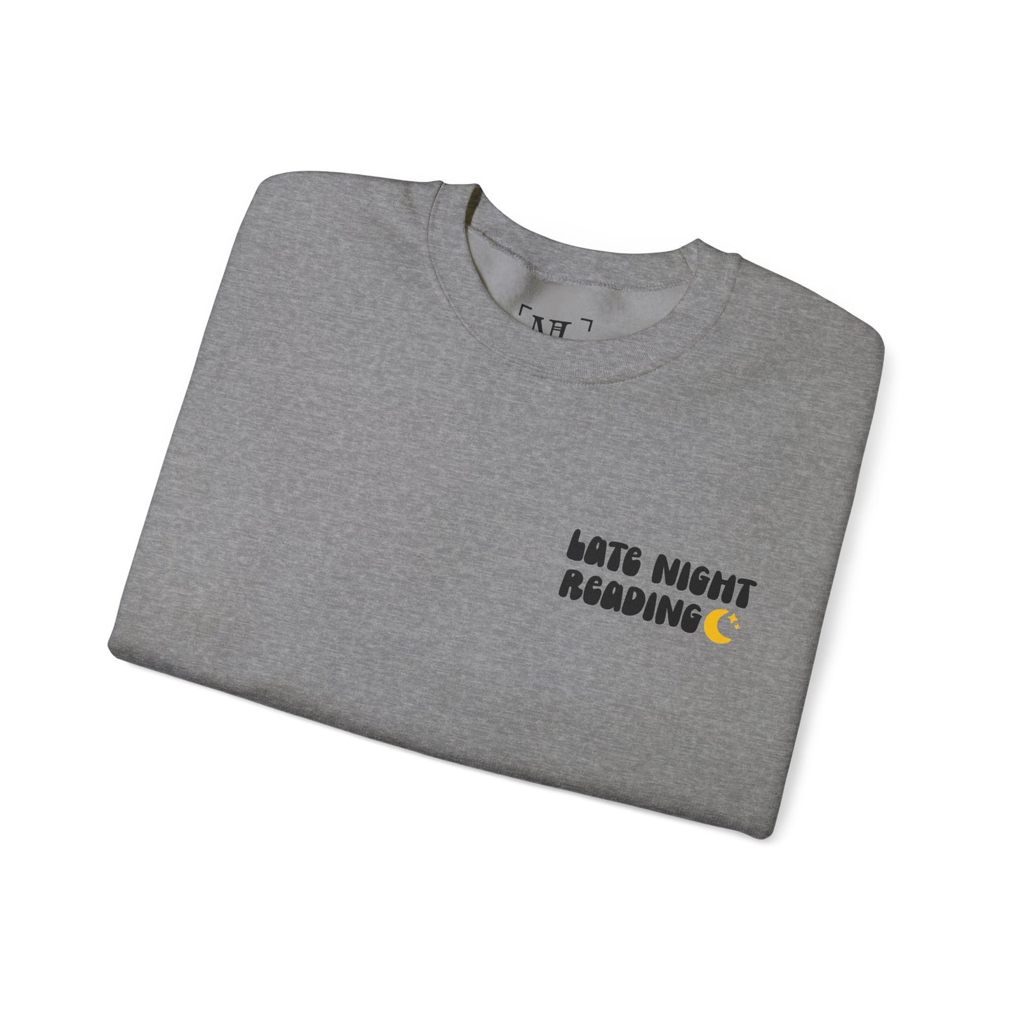 "Late Night Reading " — Cozy Book Lover Crewneck (Black Text)