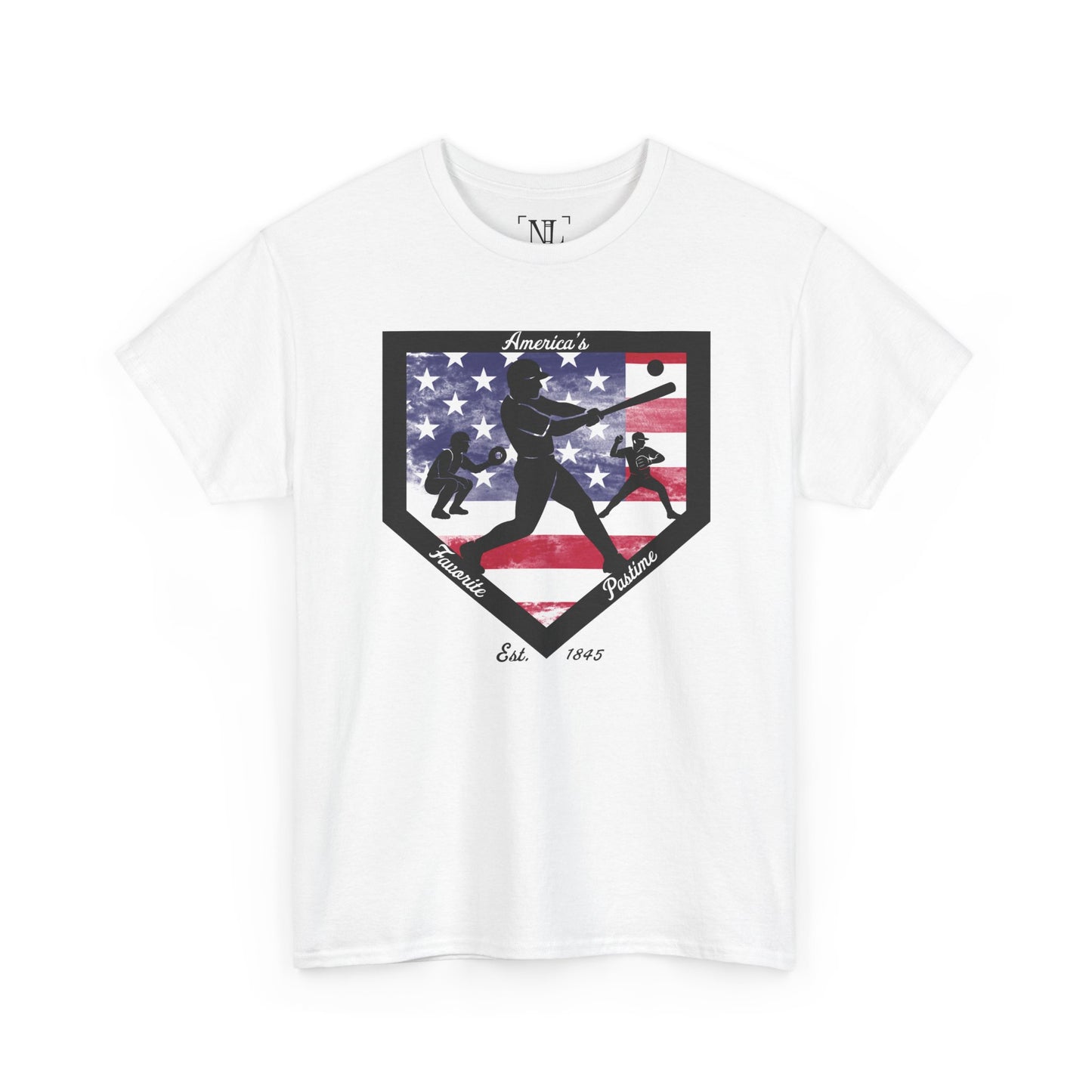 Baseball Home Plate American Flag T‑Shirt – America's Favorite Pastime Design