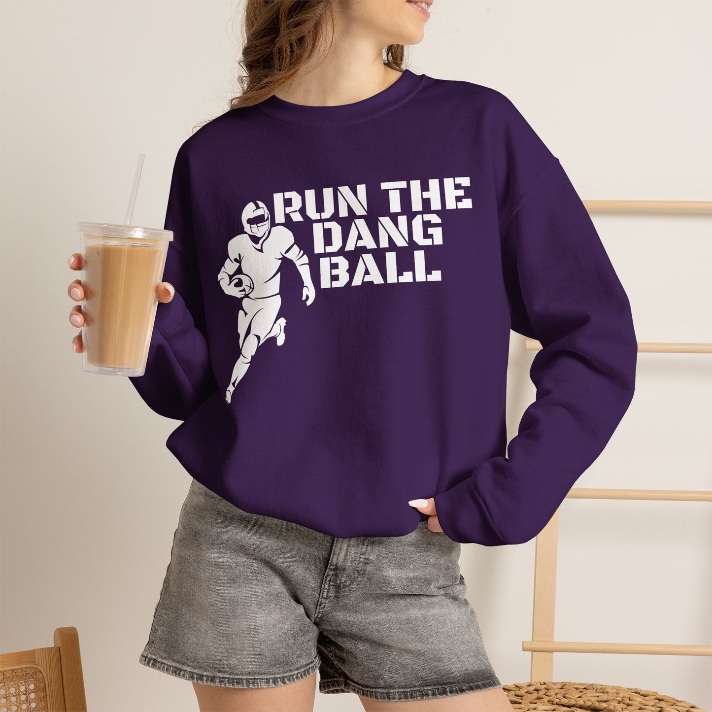 Football 'Run the Dang Ball' Crewneck Sweatshirt (White Text)
