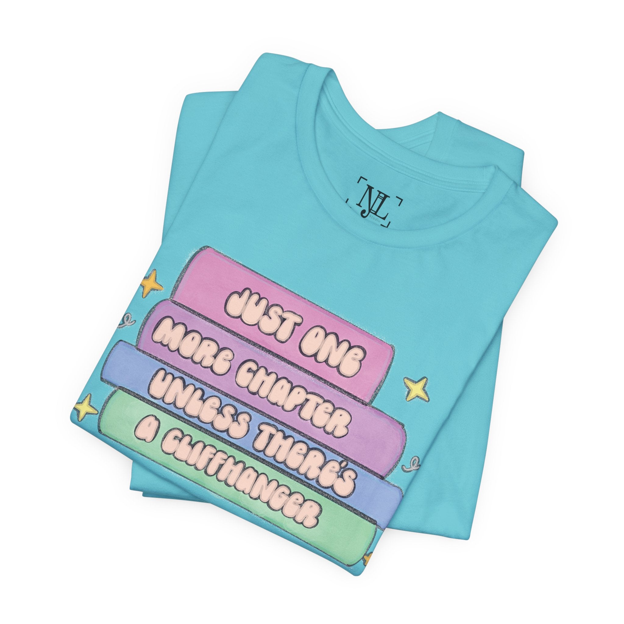 Book Lover Tee — "Just One More Chapter Unless There’s A Cliffhanger" Pastel Graphic