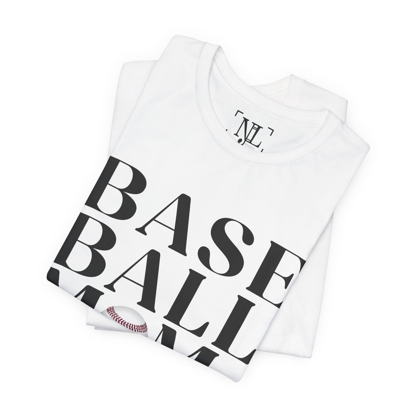 Baseball Mom T-Shirt – Retro Script with Baseball Graphic