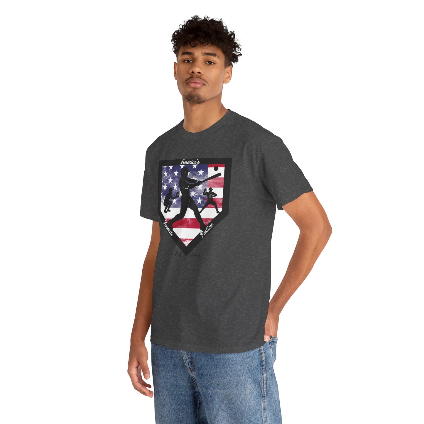 Baseball Home Plate American Flag T‑Shirt – America's Favorite Pastime Design