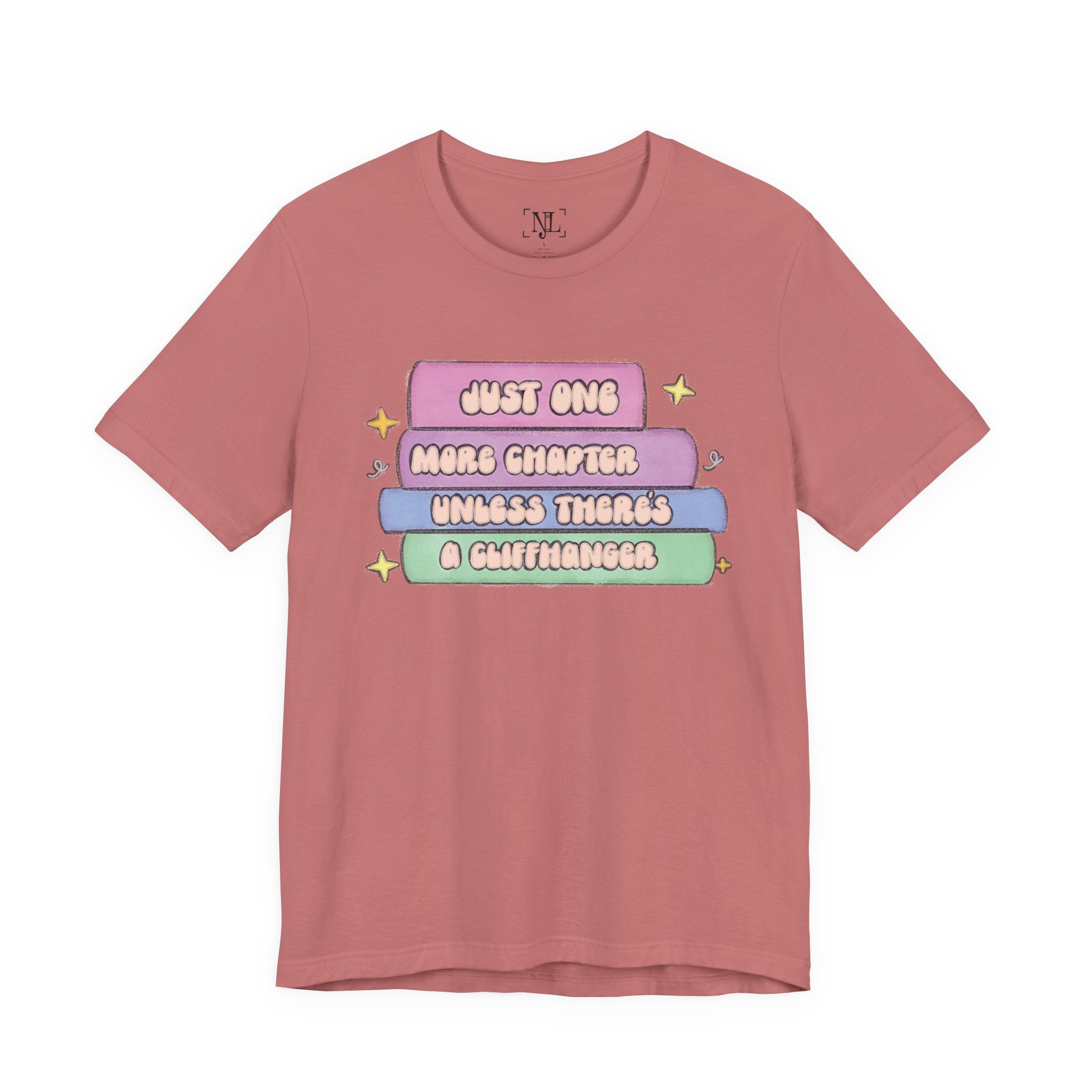 Book Lover Tee — "Just One More Chapter Unless There’s A Cliffhanger" Pastel Graphic