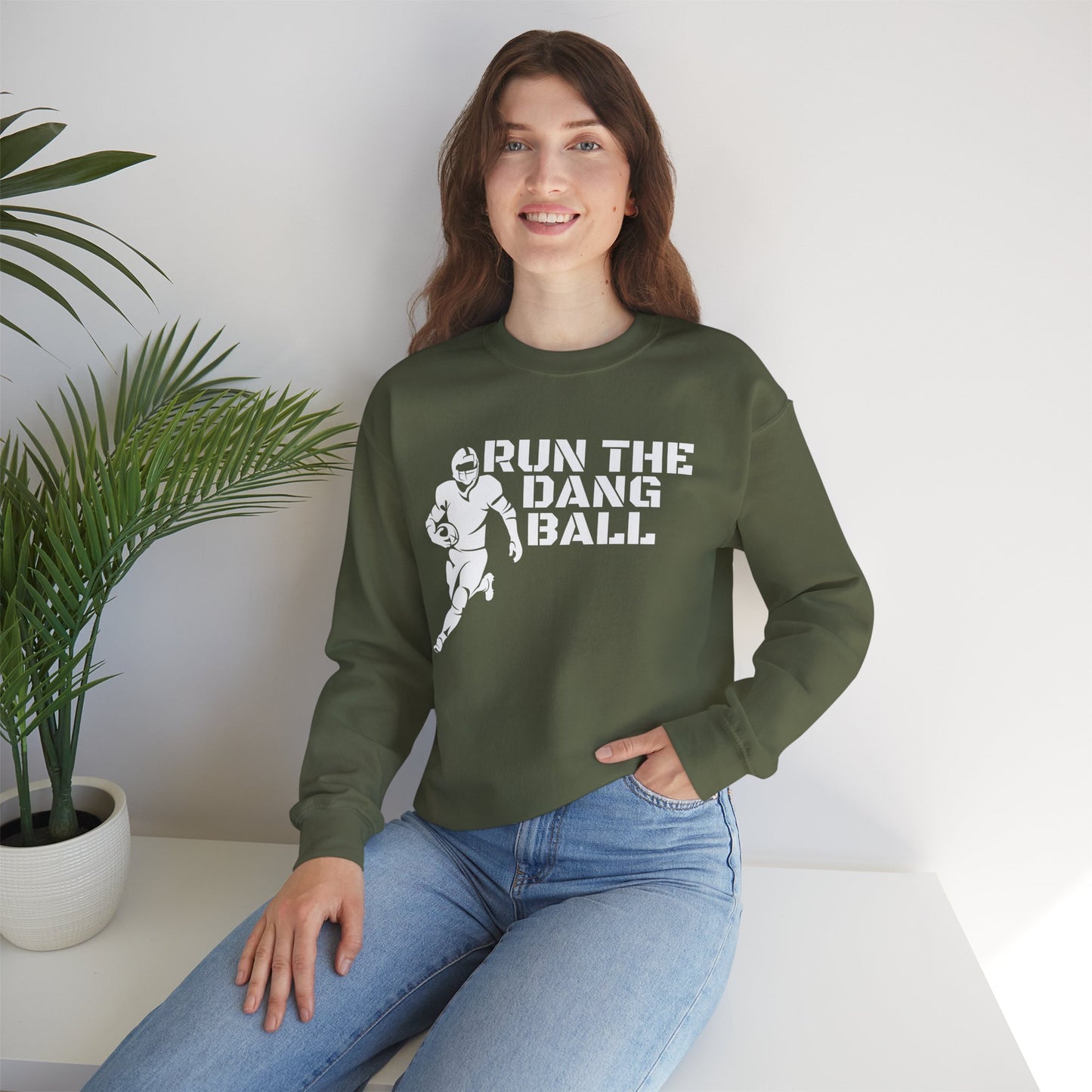 Football 'Run the Dang Ball' Crewneck Sweatshirt (White Text)