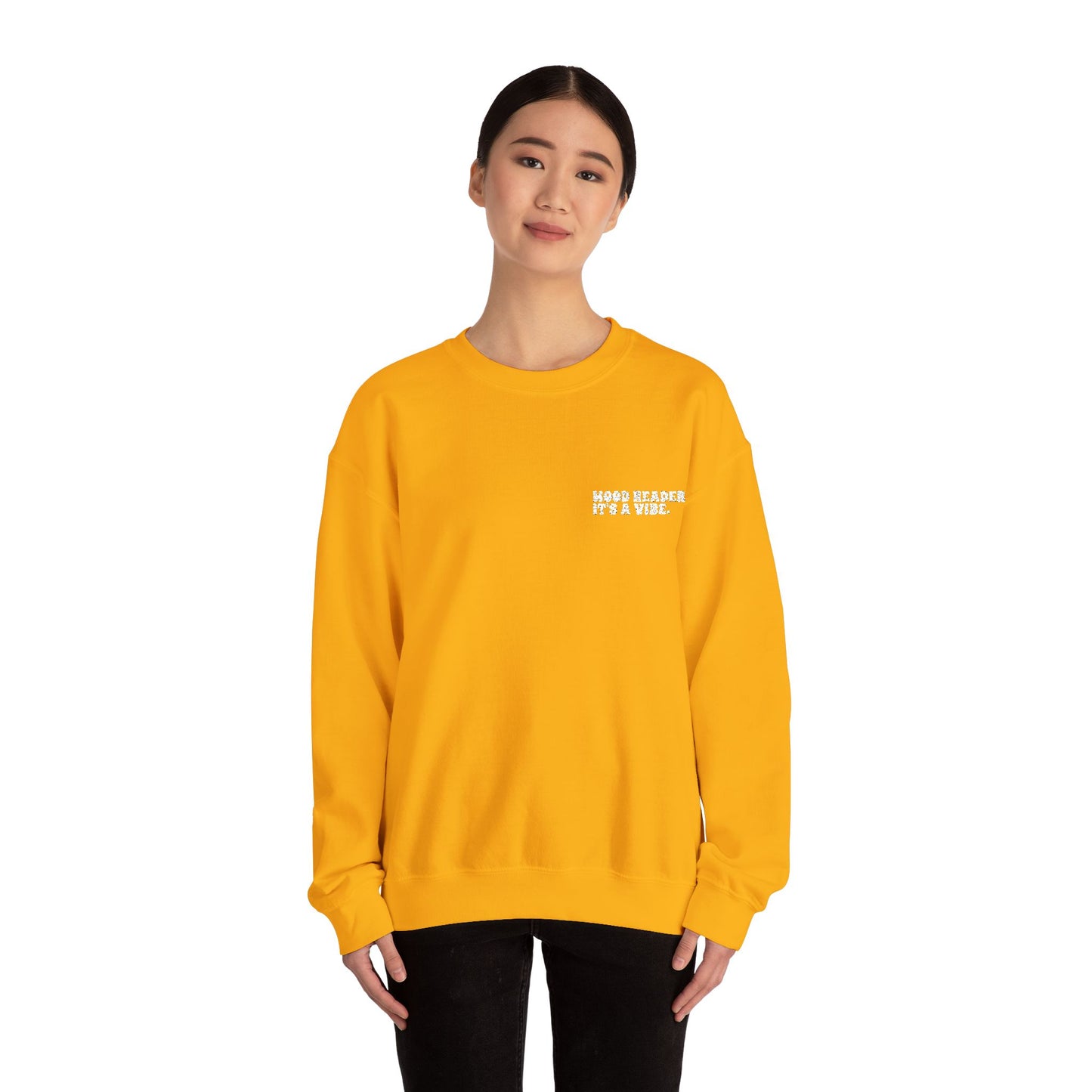 "Mood Reader. It's a Vibe - Embroidered Literary Crewneck Sweatshirt (White Text)