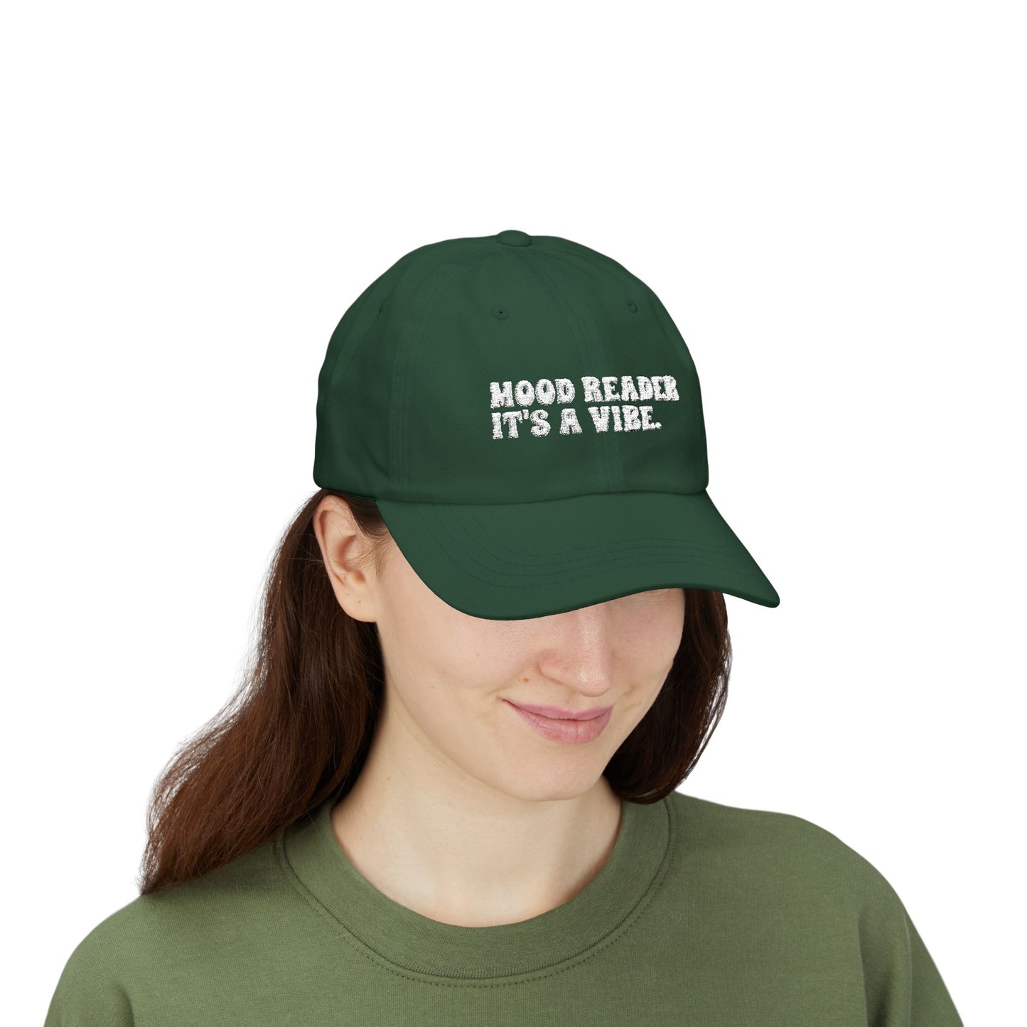 "Mood Reader It's a Vibe"- Embroidered Literary Dad Cap (White Text)