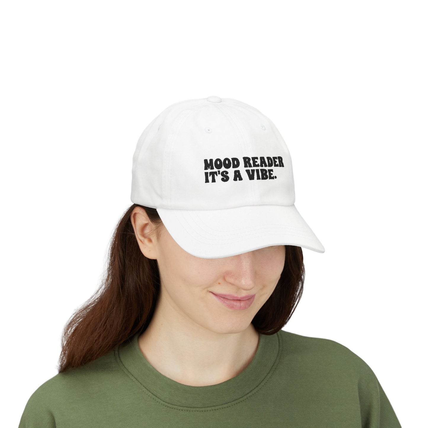 "Mood Reader It's a Vibe"- Embroidered Literary Dad Cap (Black Text)