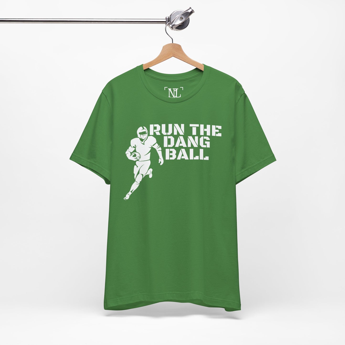 Run the Dang Ball T-Shirt — Football Player Graphic Tee (White Text)
