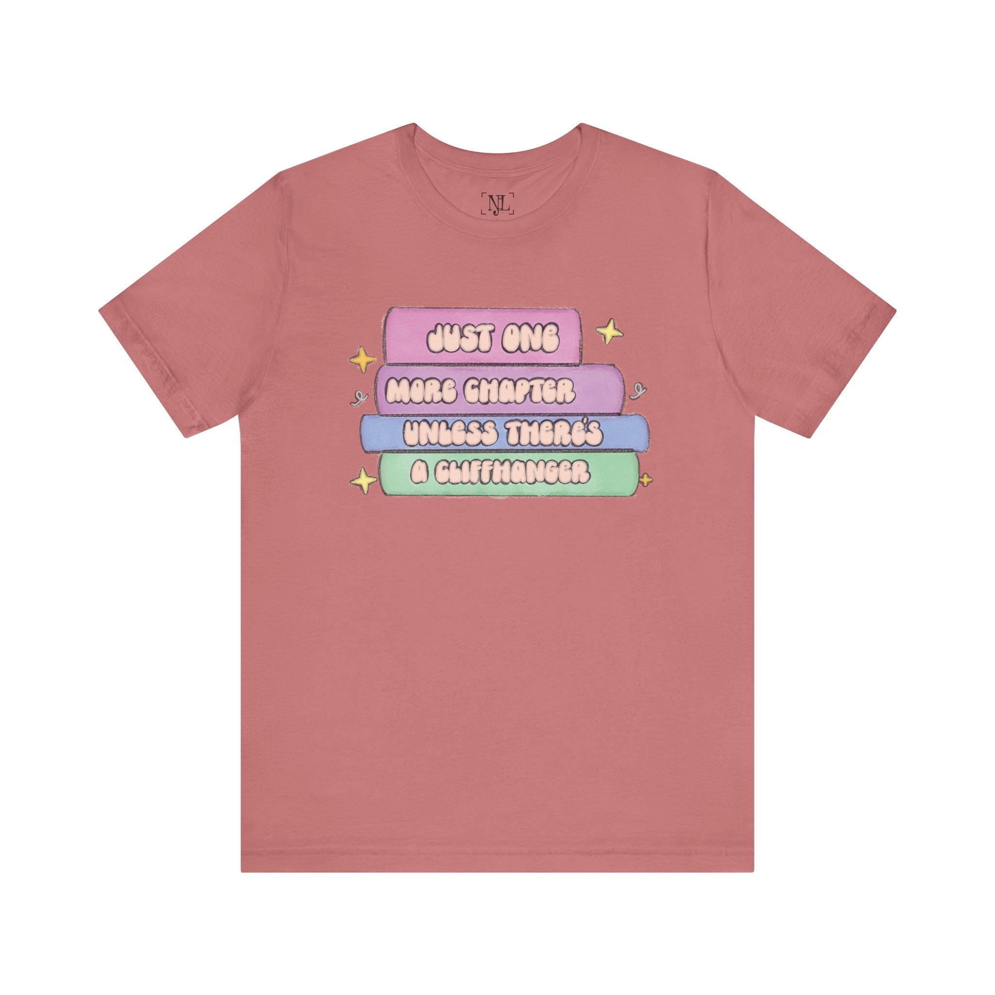 Book Lover Tee — "Just One More Chapter Unless There’s A Cliffhanger" Pastel Graphic
