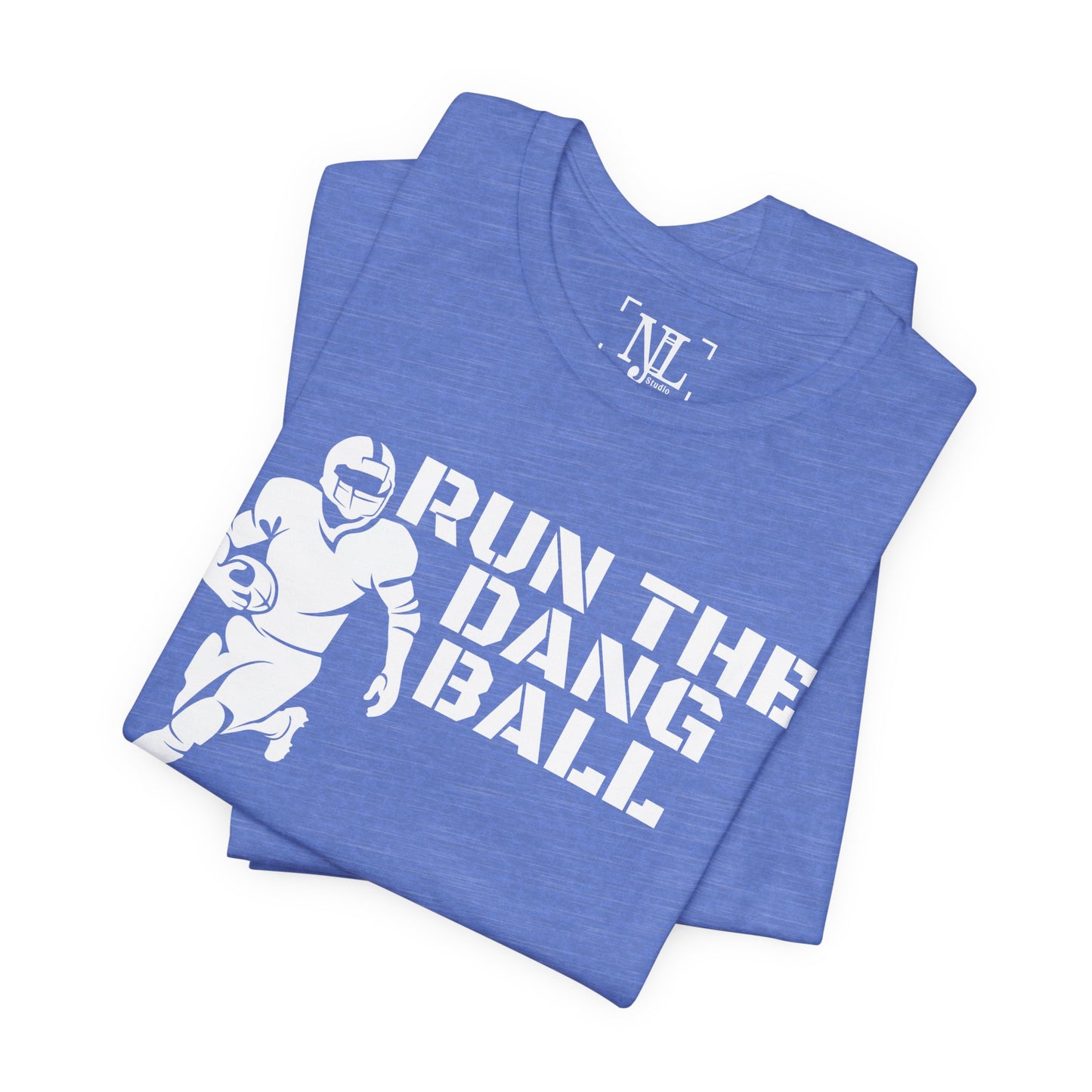 Run the Dang Ball T-Shirt — Football Player Graphic Tee (White Text)