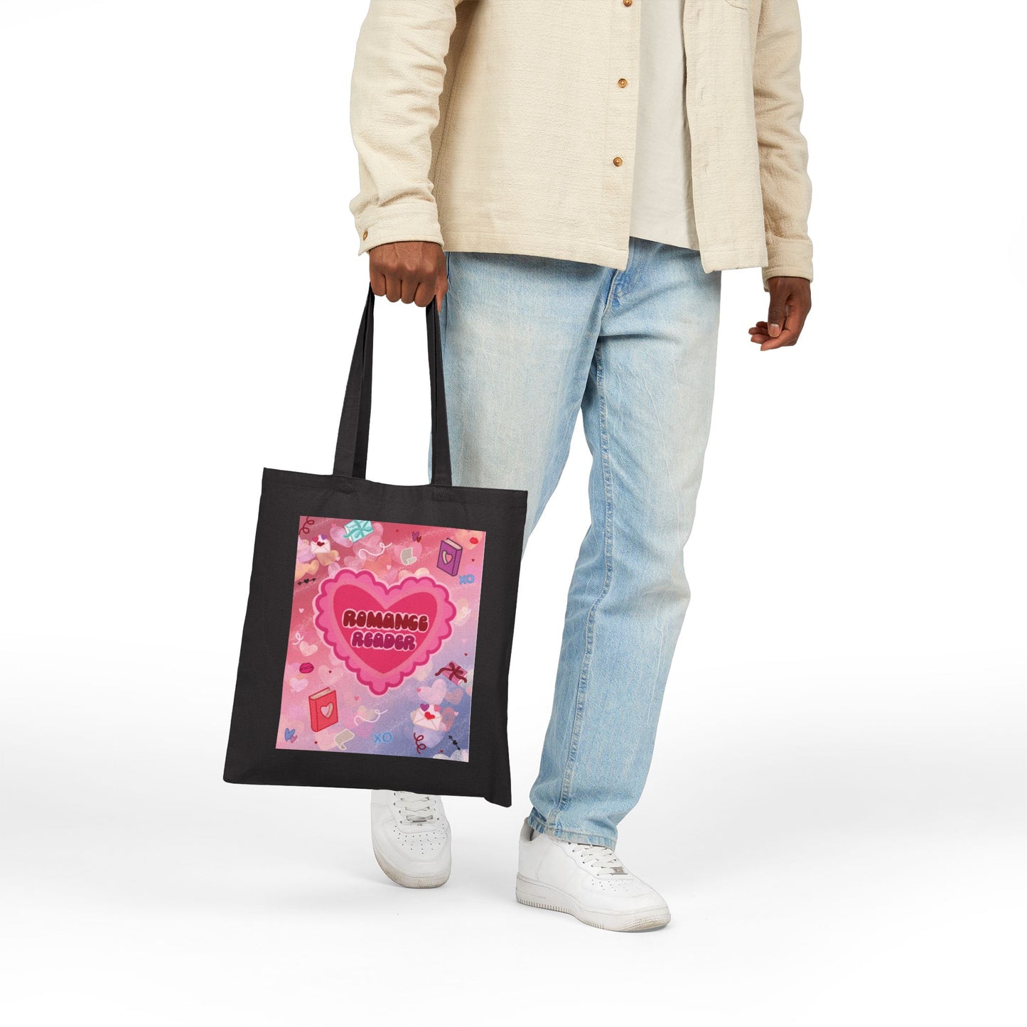 Romance Reader Tote Bag — Cute Heart Booklover Canvas Tote