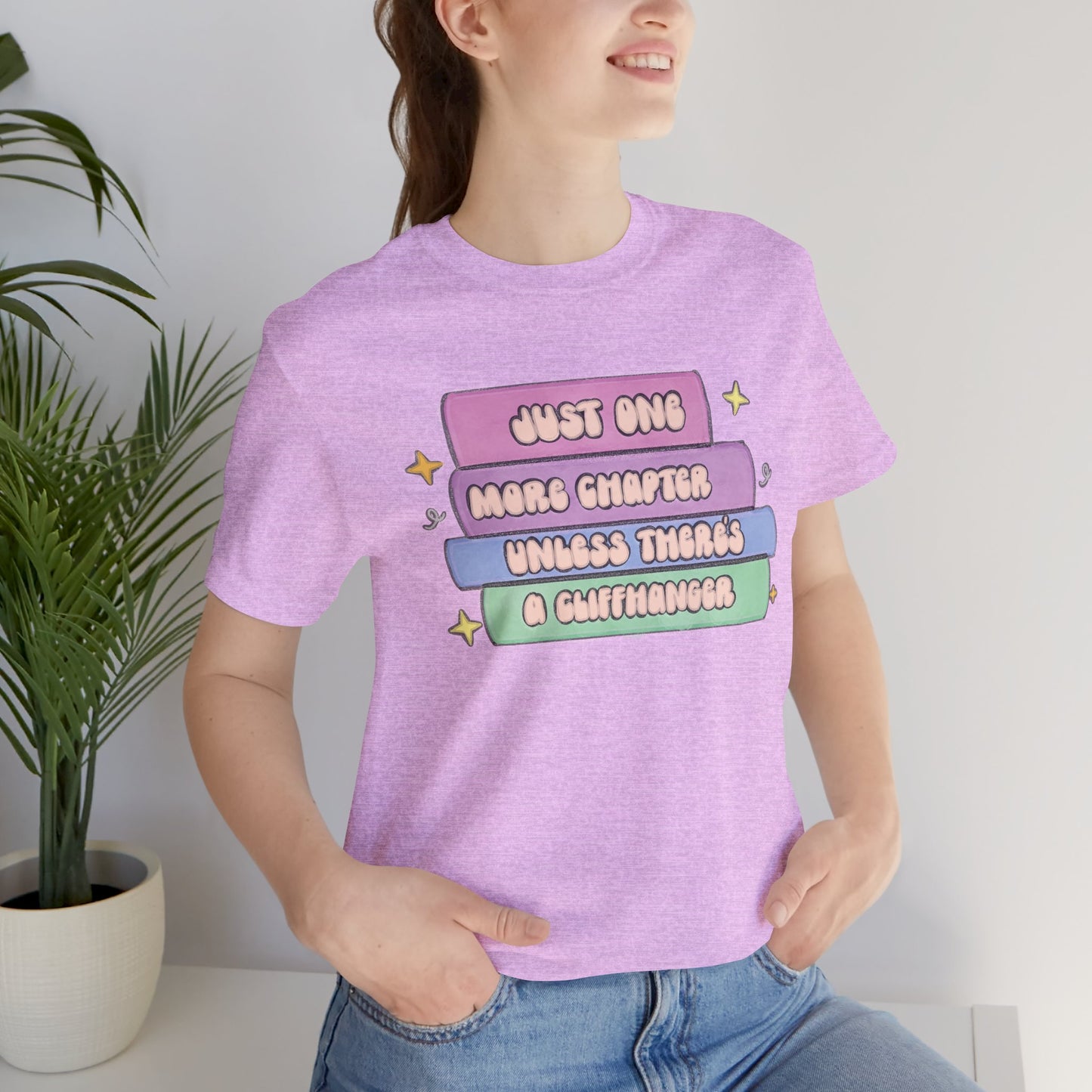 Book Lover Tee — "Just One More Chapter Unless There’s A Cliffhanger" Pastel Graphic