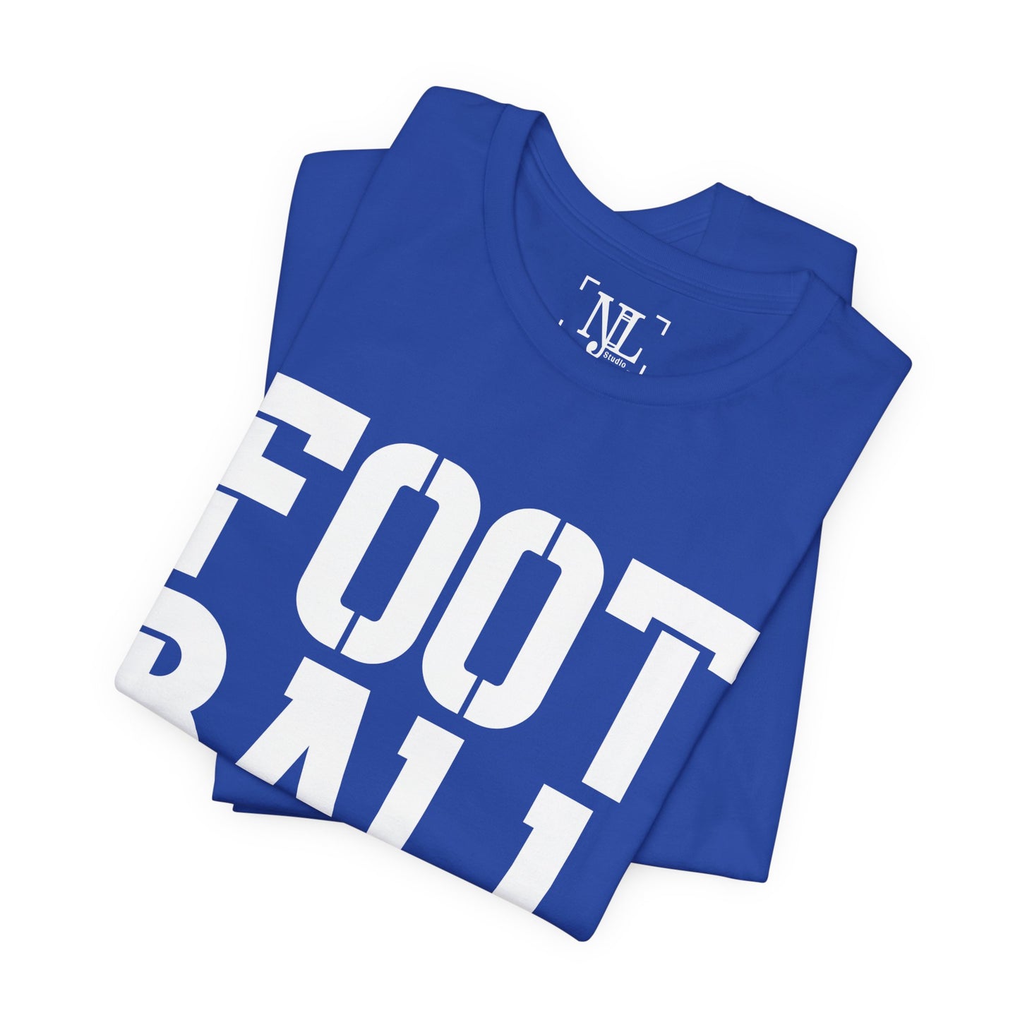 Football Mom T-Shirt – Bold Stacked Text with Football Graphic (White Text)