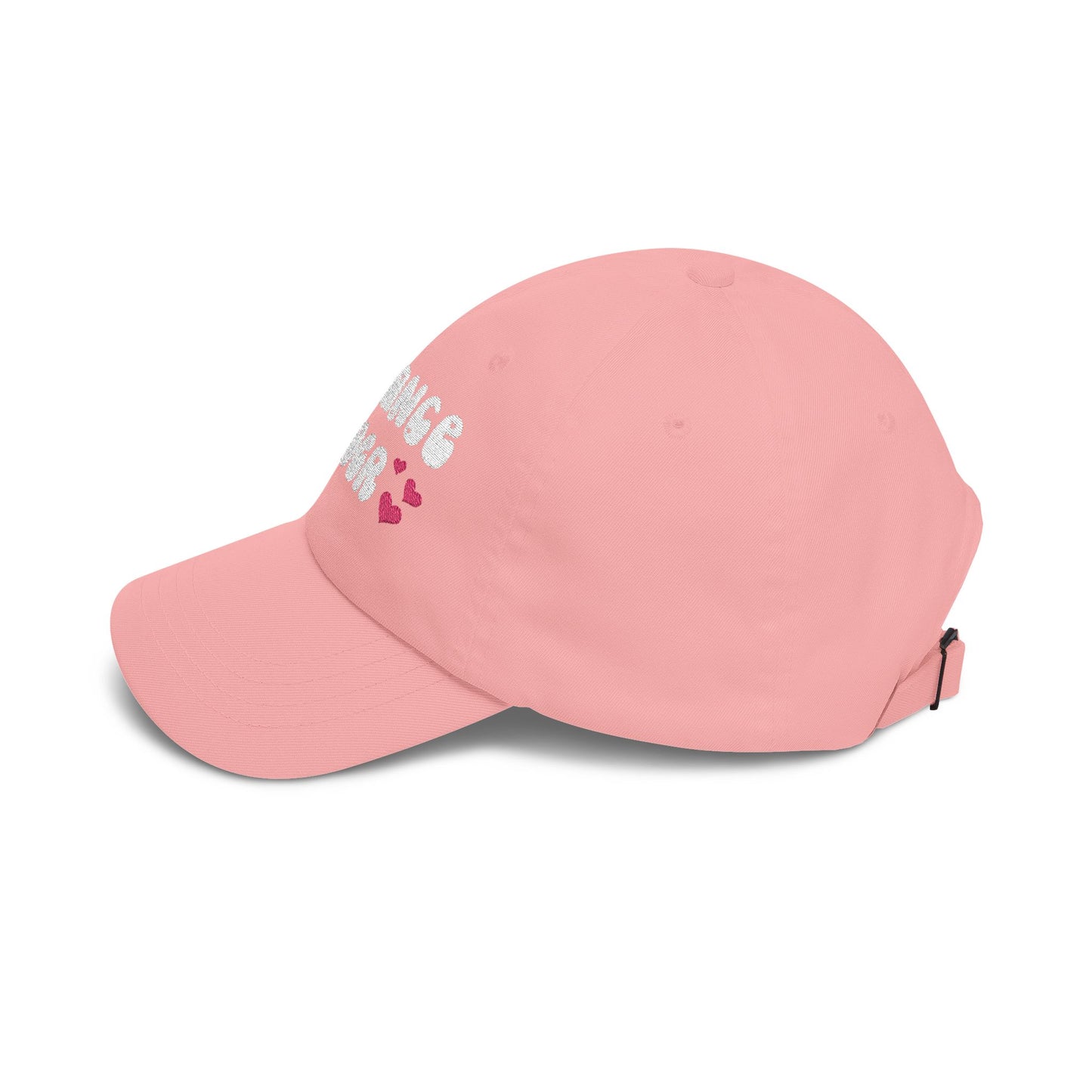 "Romance Reader" - Embroidered Literary Dad Cap (White Text with Maroon Hearts)