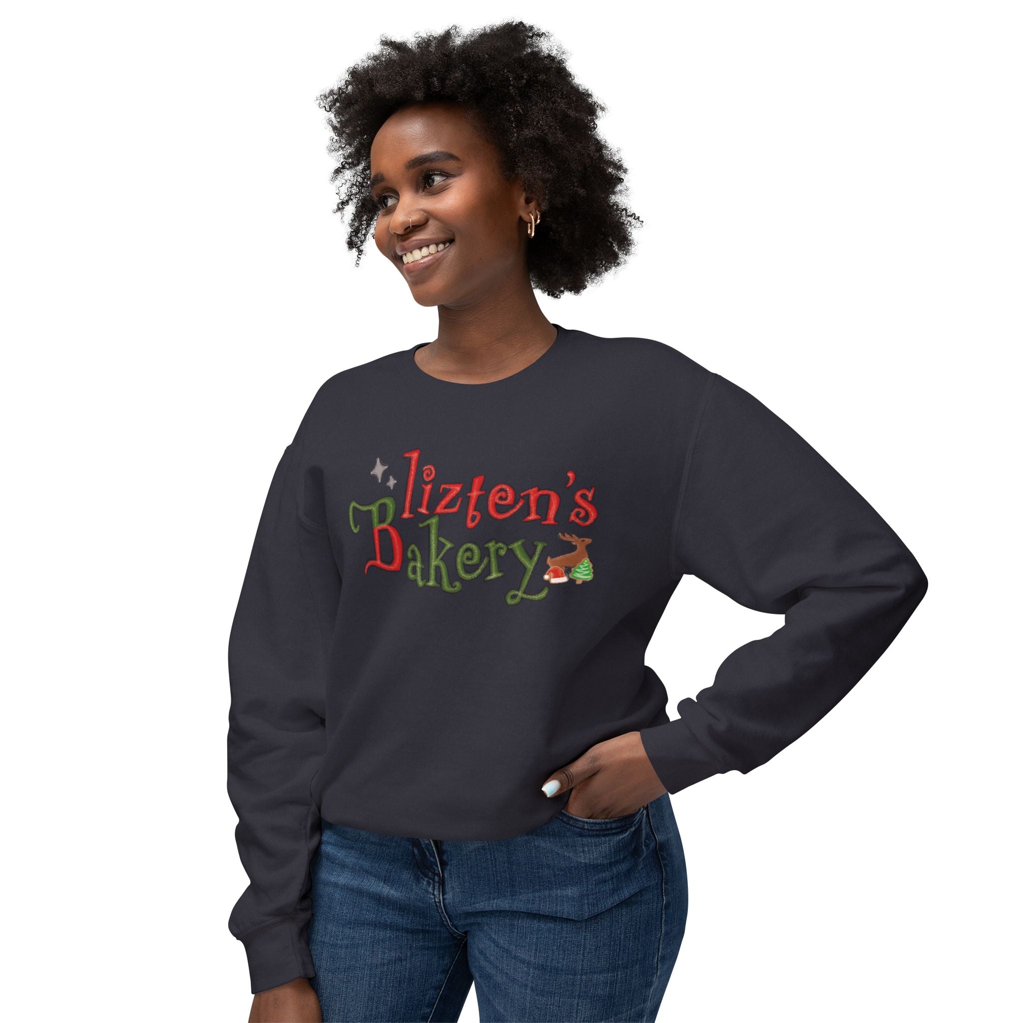 Blitzen's Bakery Crewneck Christmas Sweatshirt
