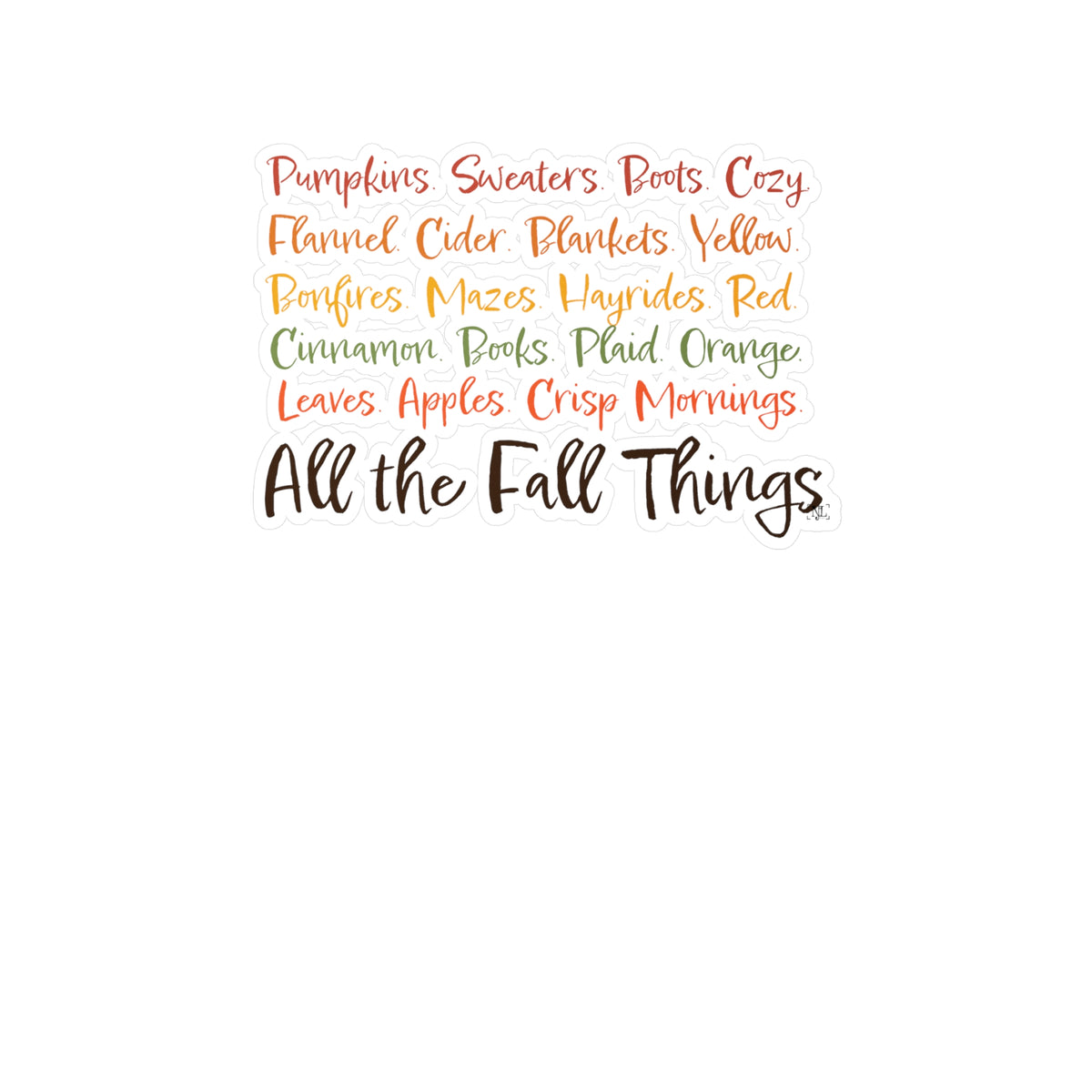 "All the Fall Things" Kiss-Cut Vinyl Decals