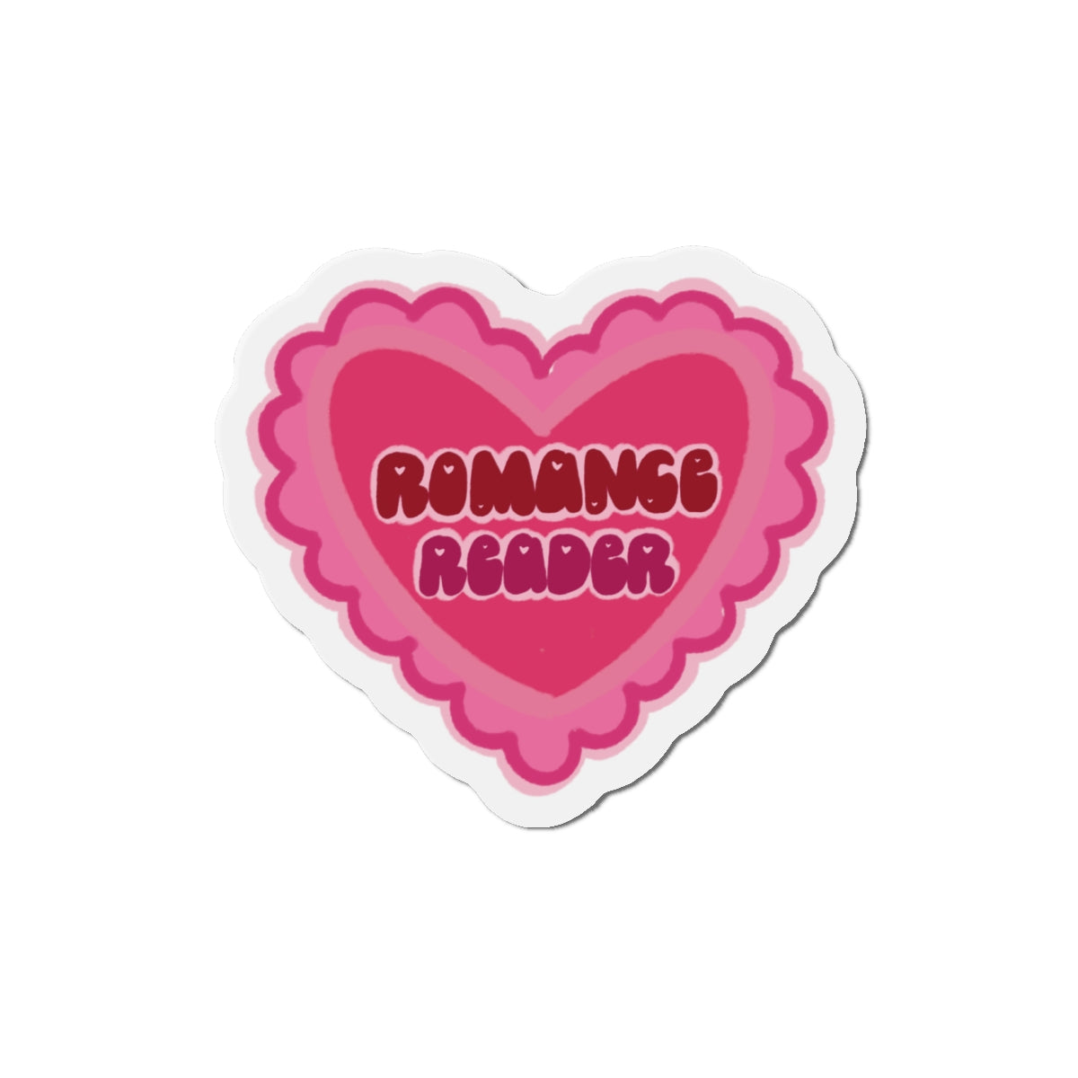 Romance Reader Heart Magnet — Pink Die-Cut Book Lover Magnet