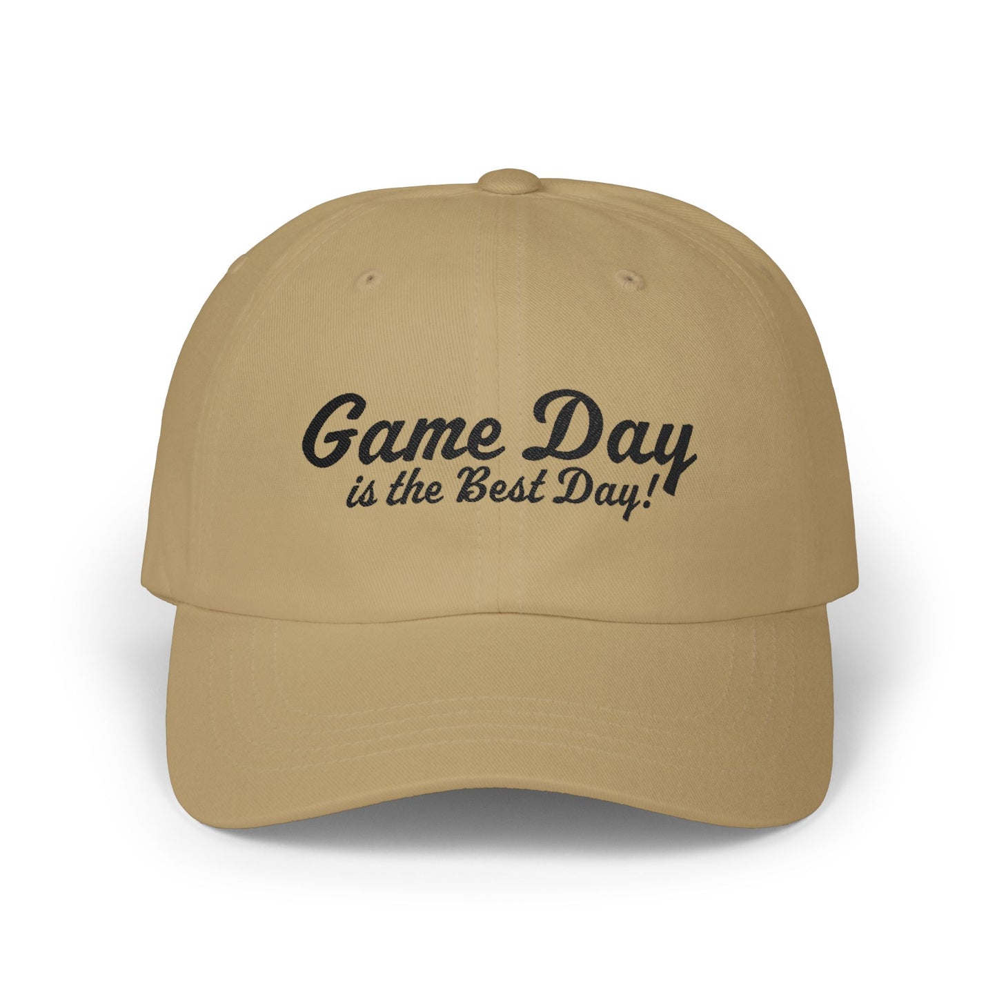 Baseball Hat "Game Day is the Best Day!" Black Text Embroidered