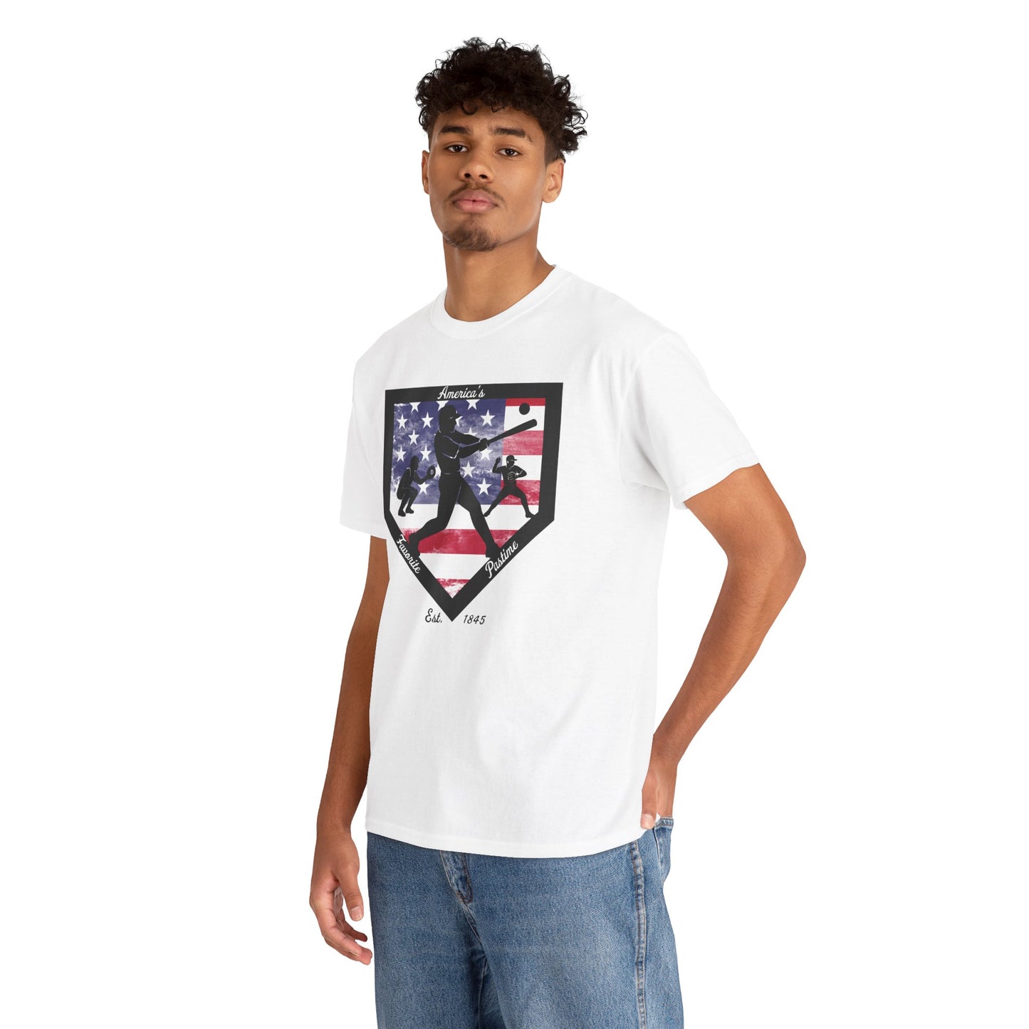 Baseball Home Plate American Flag T‑Shirt – America's Favorite Pastime Design