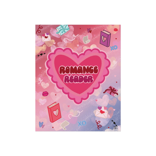 Romance Reader Fine Art Poster — Cute Pink Heart Book Lover Print