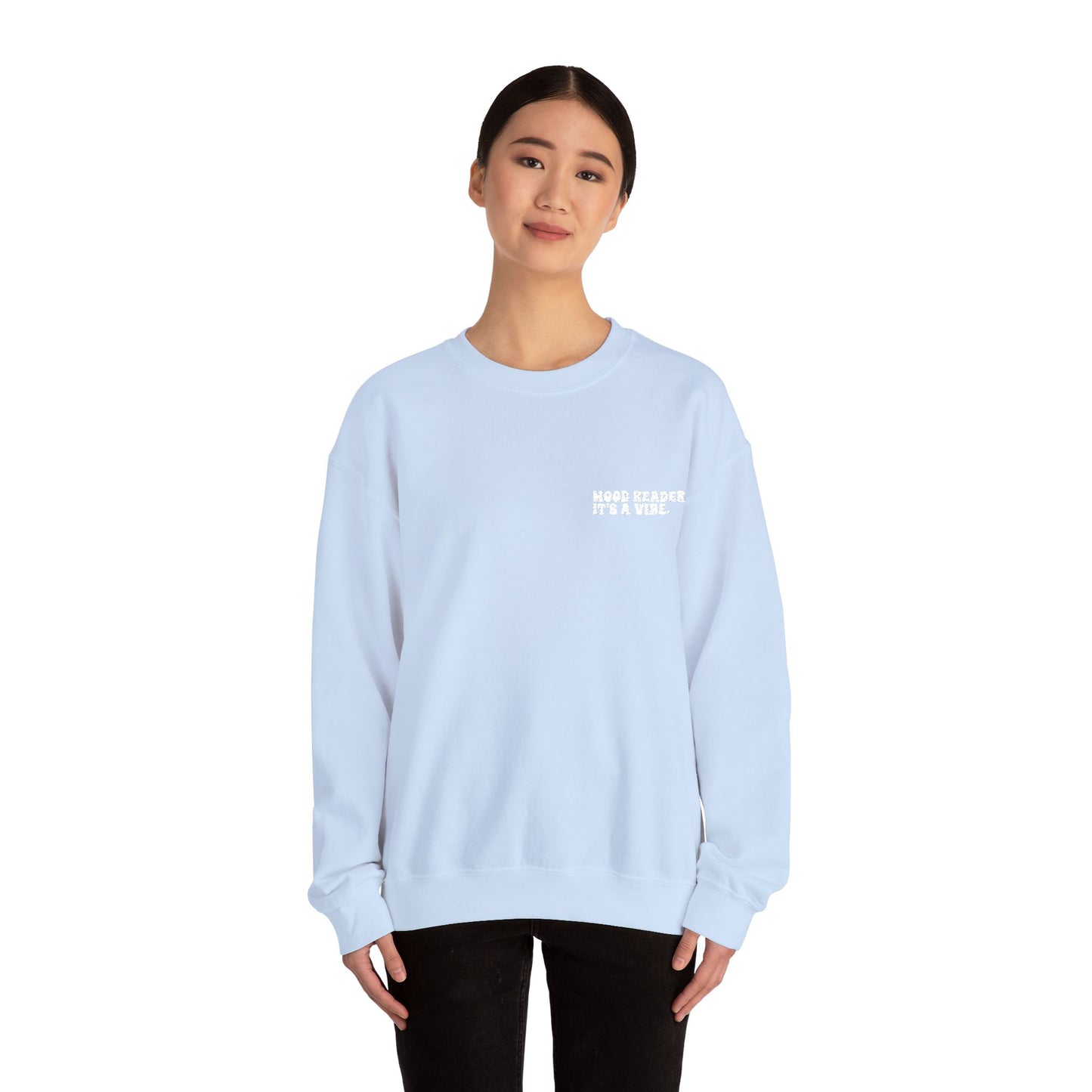 "Mood Reader. It's a Vibe - Embroidered Literary Crewneck Sweatshirt (White Text)