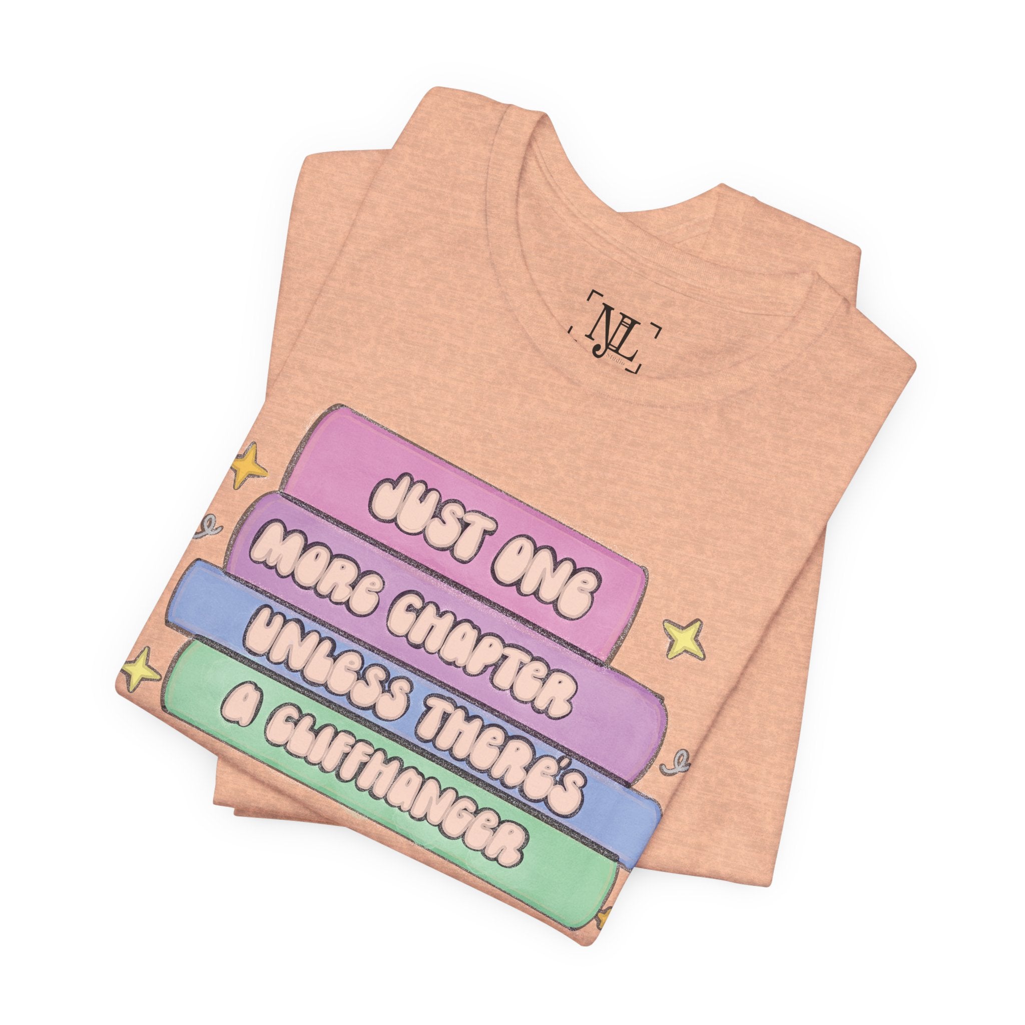 Book Lover Tee — "Just One More Chapter Unless There’s A Cliffhanger" Pastel Graphic