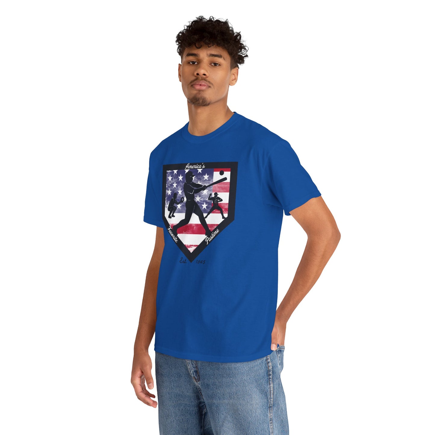 Baseball Home Plate American Flag T‑Shirt – America's Favorite Pastime Design