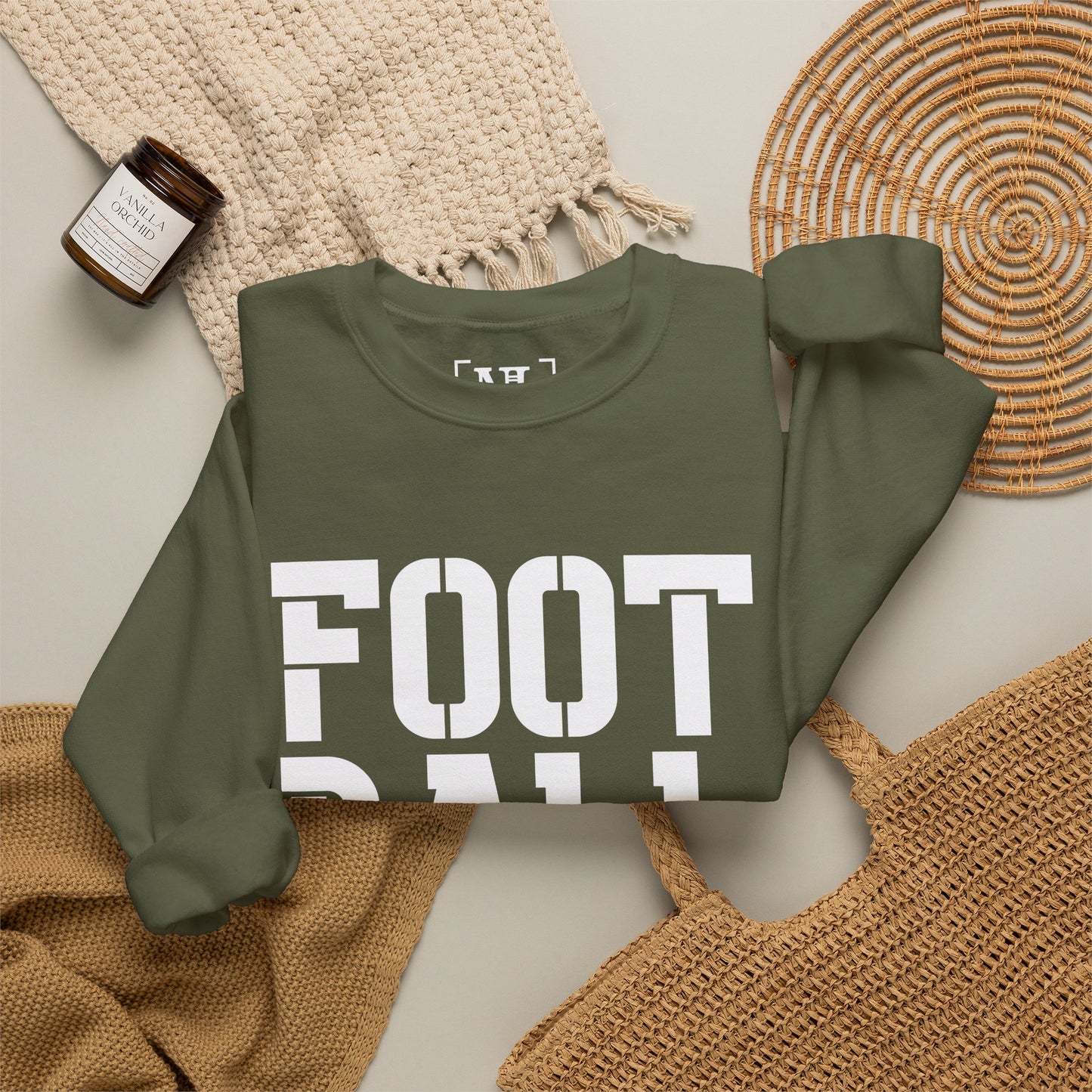 Football Mom Crewneck Sweatshirt (White Text)