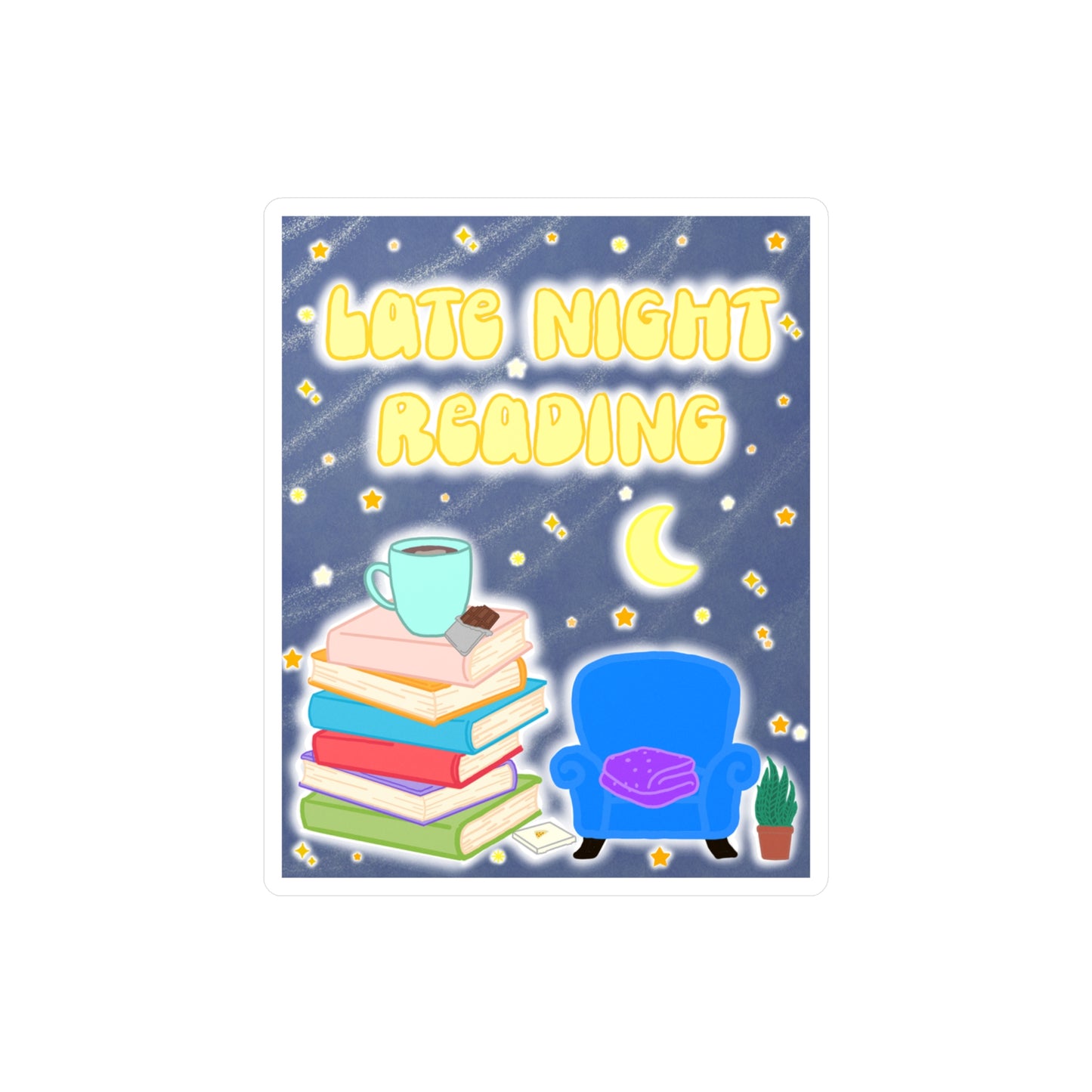 Late Night Reading Sticker — Kiss-Cut Vinyl Decal