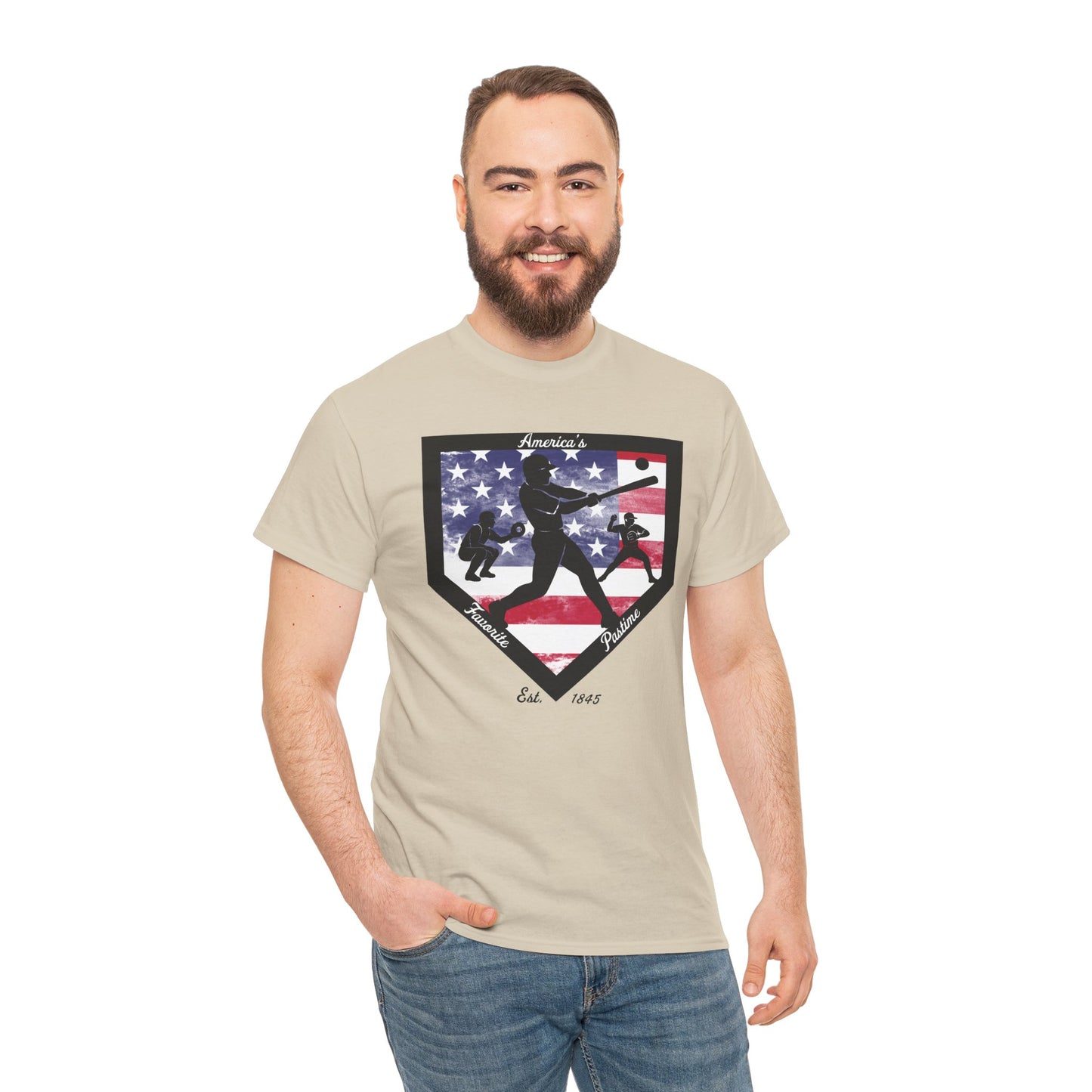 Baseball Home Plate American Flag T‑Shirt – America's Favorite Pastime Design