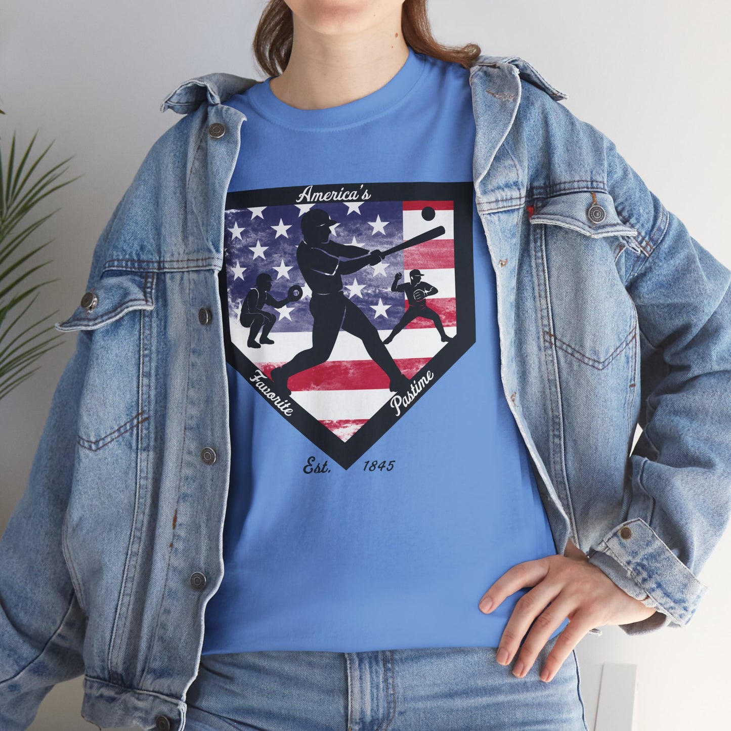 Baseball Home Plate American Flag T‑Shirt – America's Favorite Pastime Design