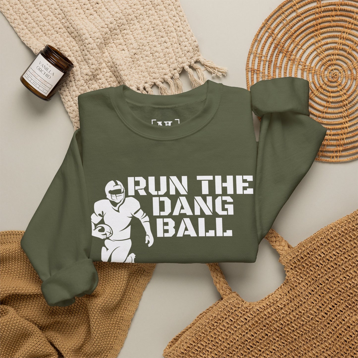 Football 'Run the Dang Ball' Crewneck Sweatshirt (White Text)