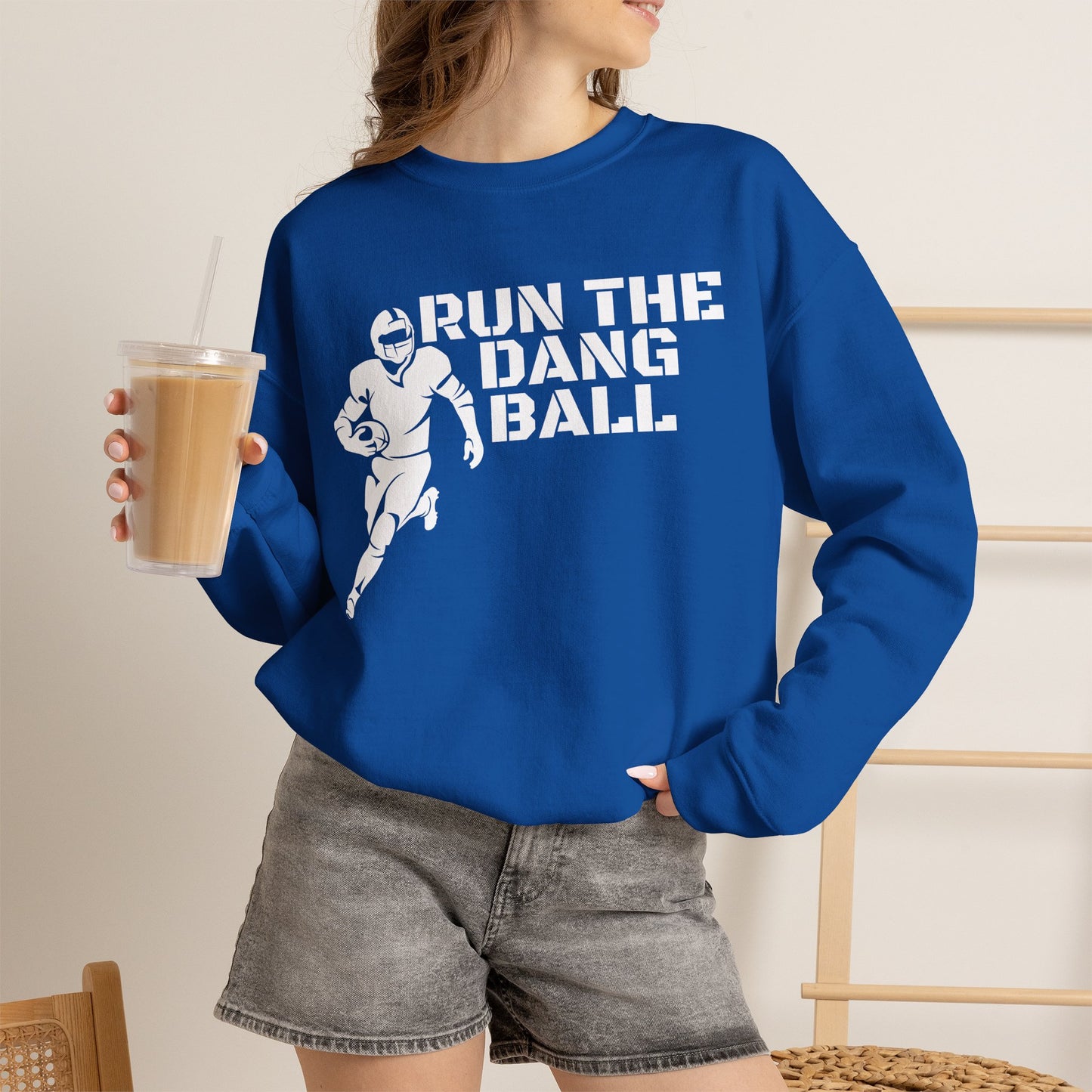 Football 'Run the Dang Ball' Crewneck Sweatshirt (White Text)